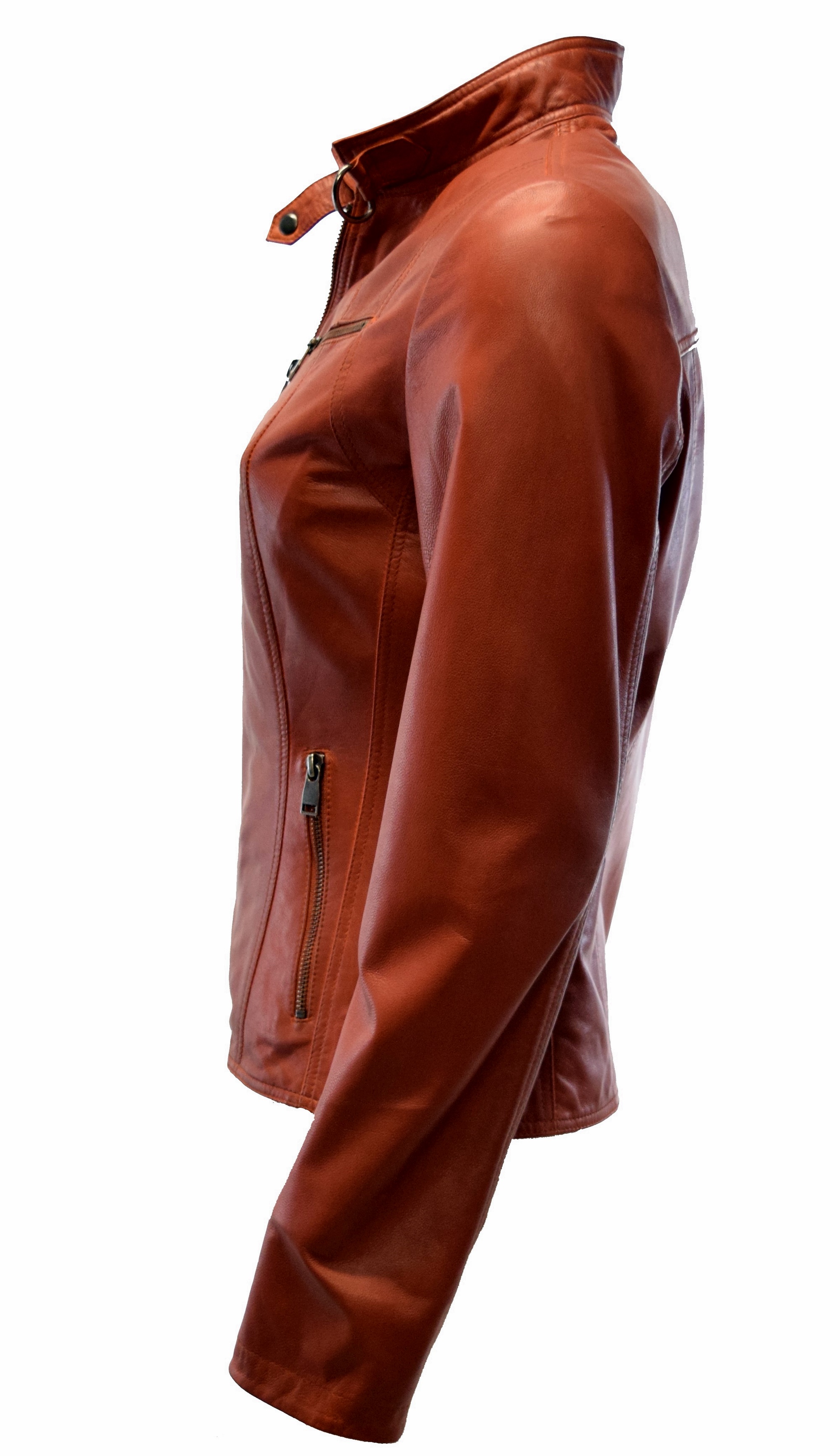 Damen Lederjacke Malla P-14-01 washed Rostorange