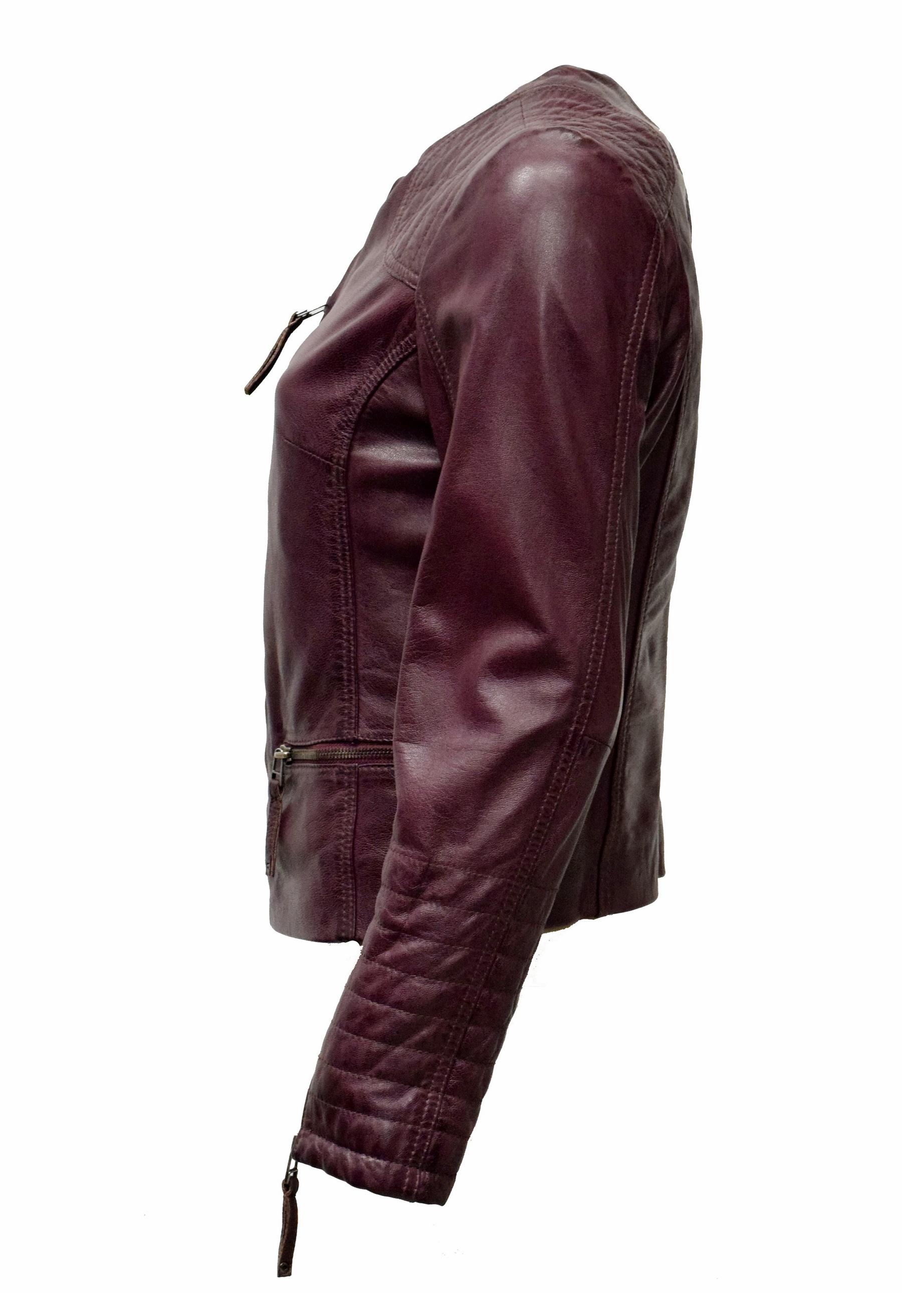 Damen Lederjacke Luisa in washed Burgund