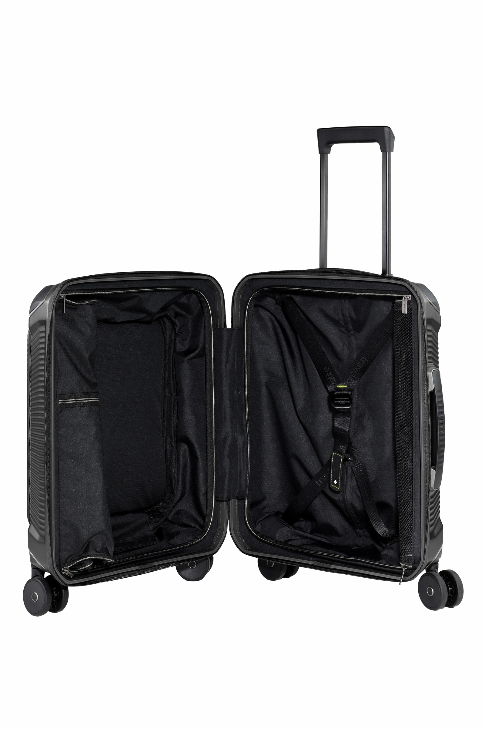 Travelite Koffer Millenium Vortasche 4 Rollen Trolley 55 cm S+ Schwarz