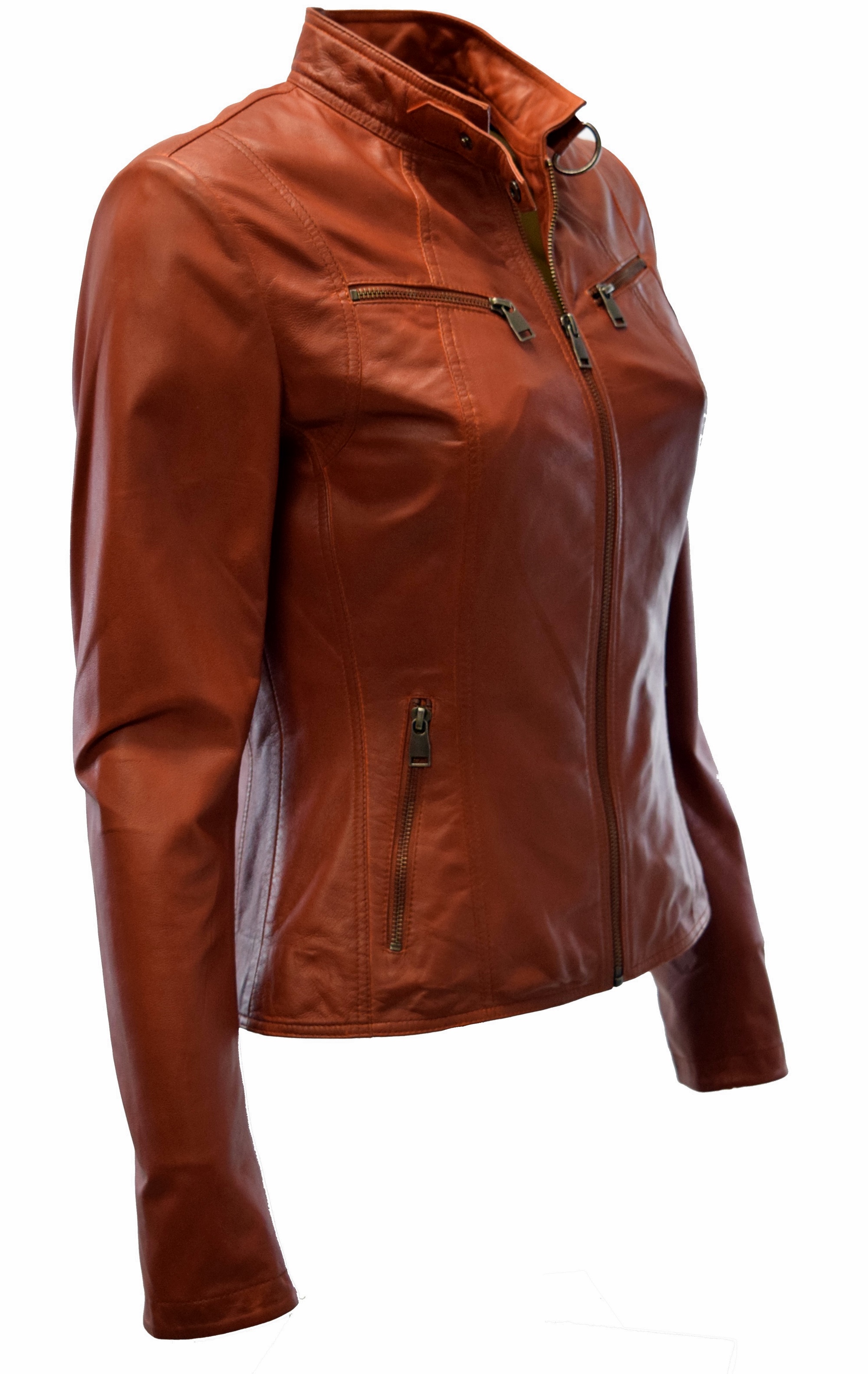 Damen Lederjacke Malla P-14-01 washed Rostorange