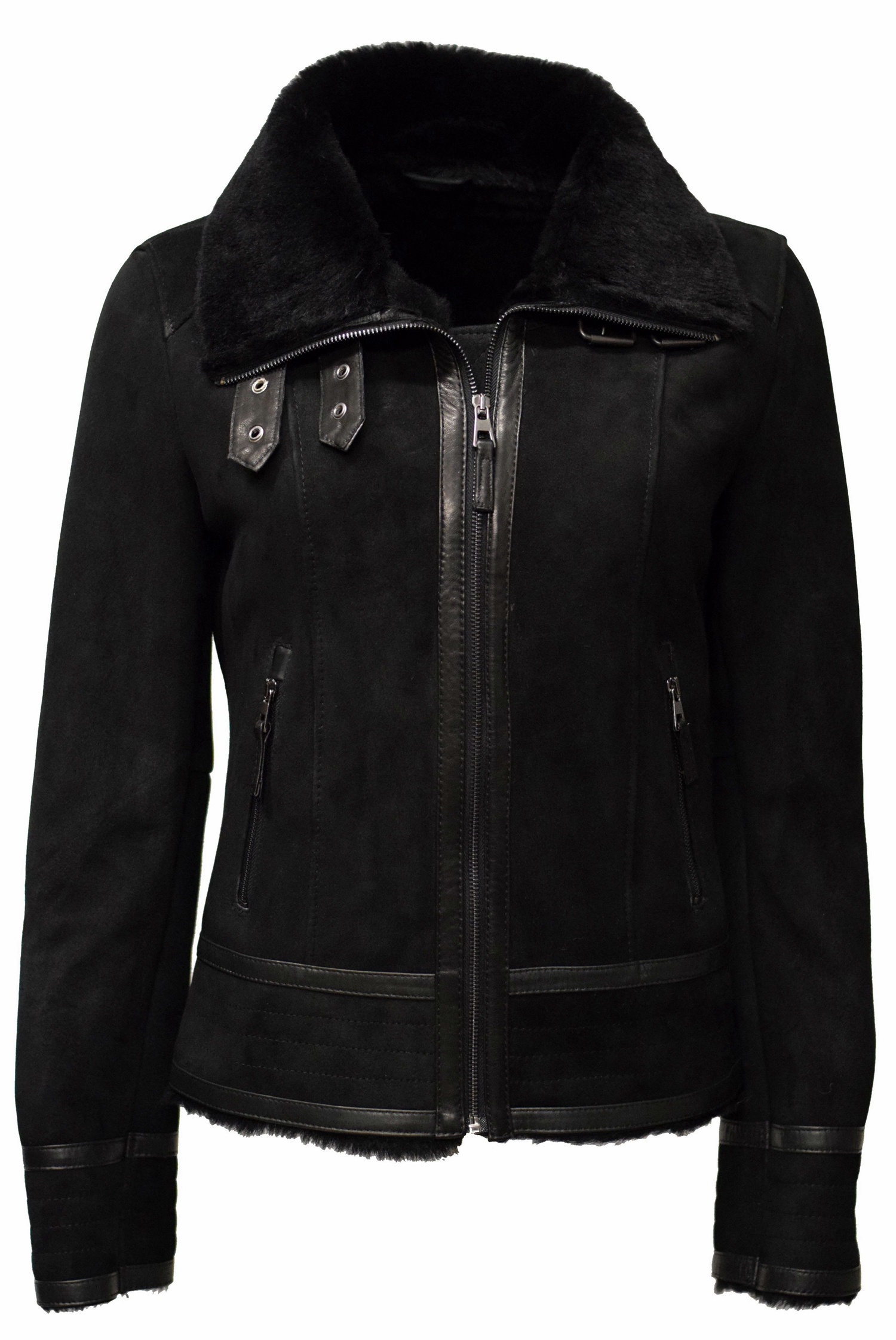 Damen Lammfelljacke Lena in Anthrazit