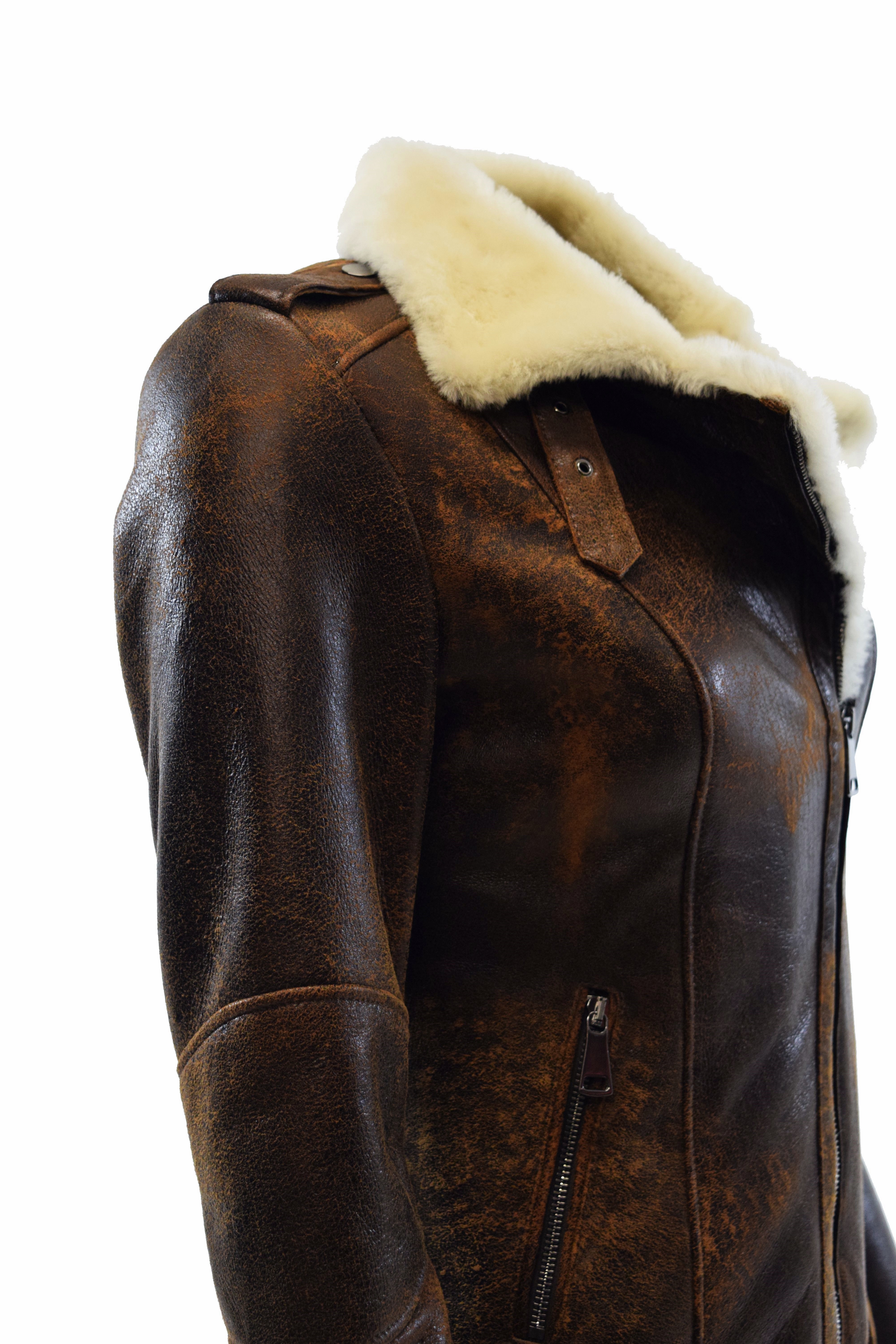 Damen Lammfelljacke Carla Shearling retro Whiskey Braun