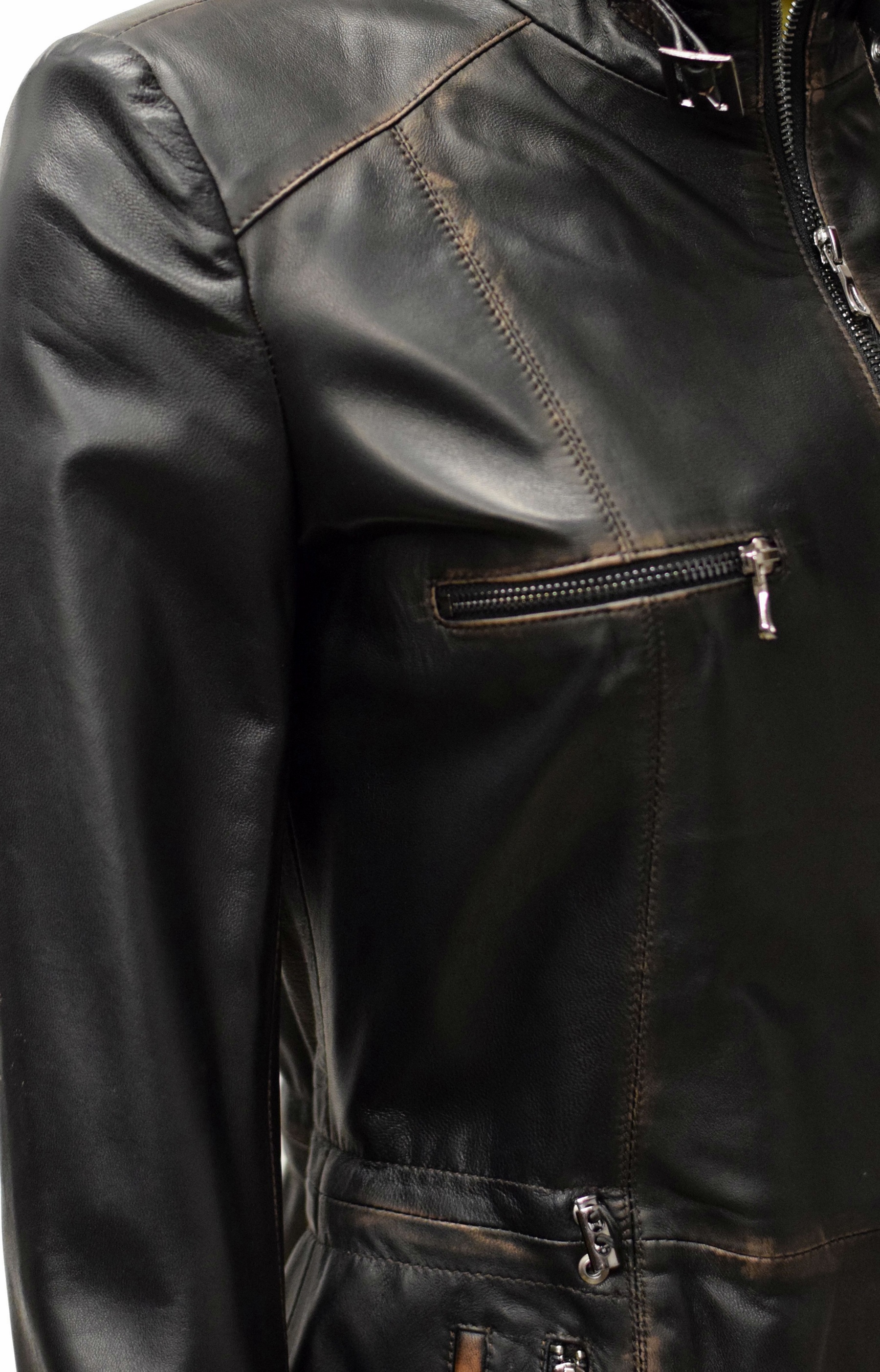 Damen Lederjacke Ressi in alligator Fine Schwarz