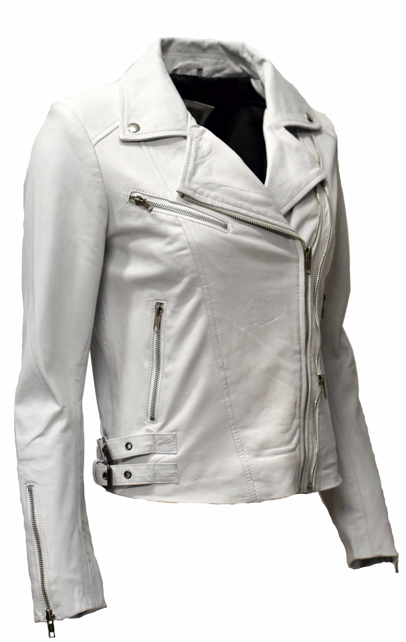Damen Lederjacke Bebie in washed Weiss