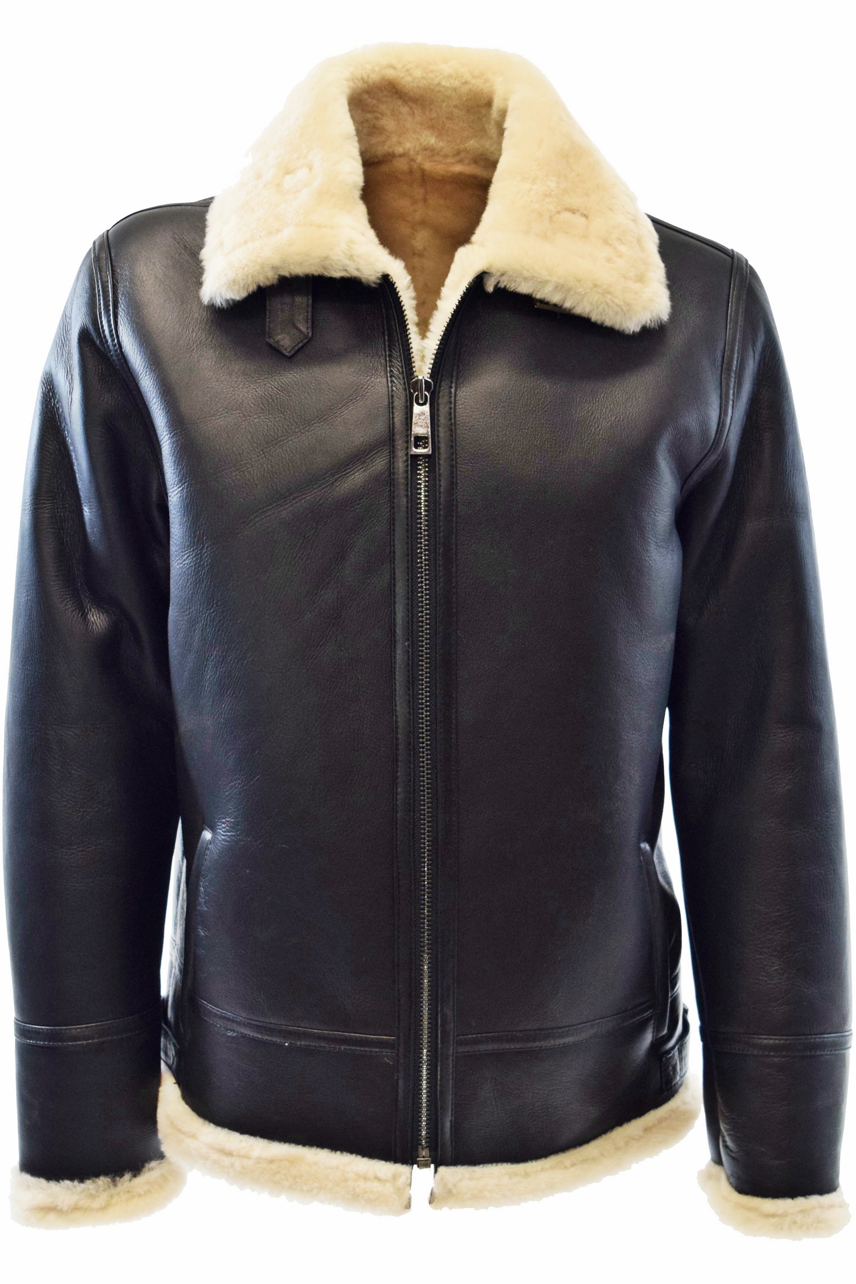 Herren Lammfelljacke Bomber Toni in Schwarz