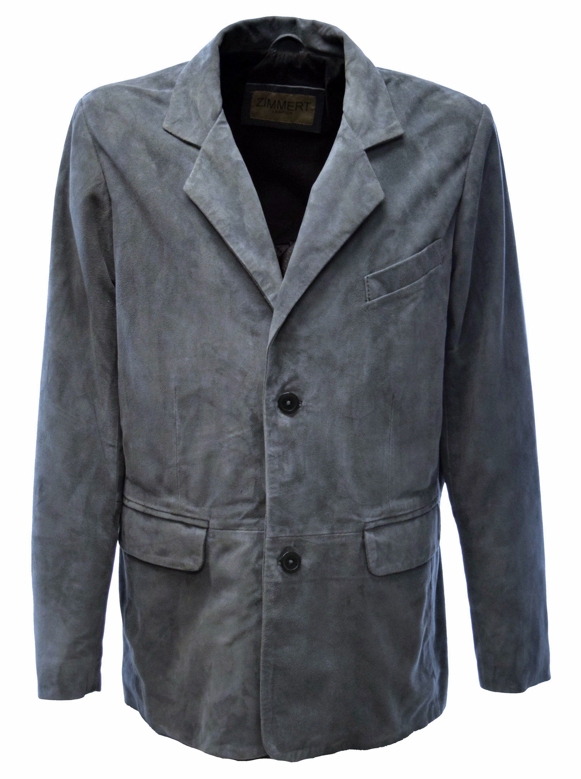Herren Ledersakko Bruno II Velourleder in Graublau