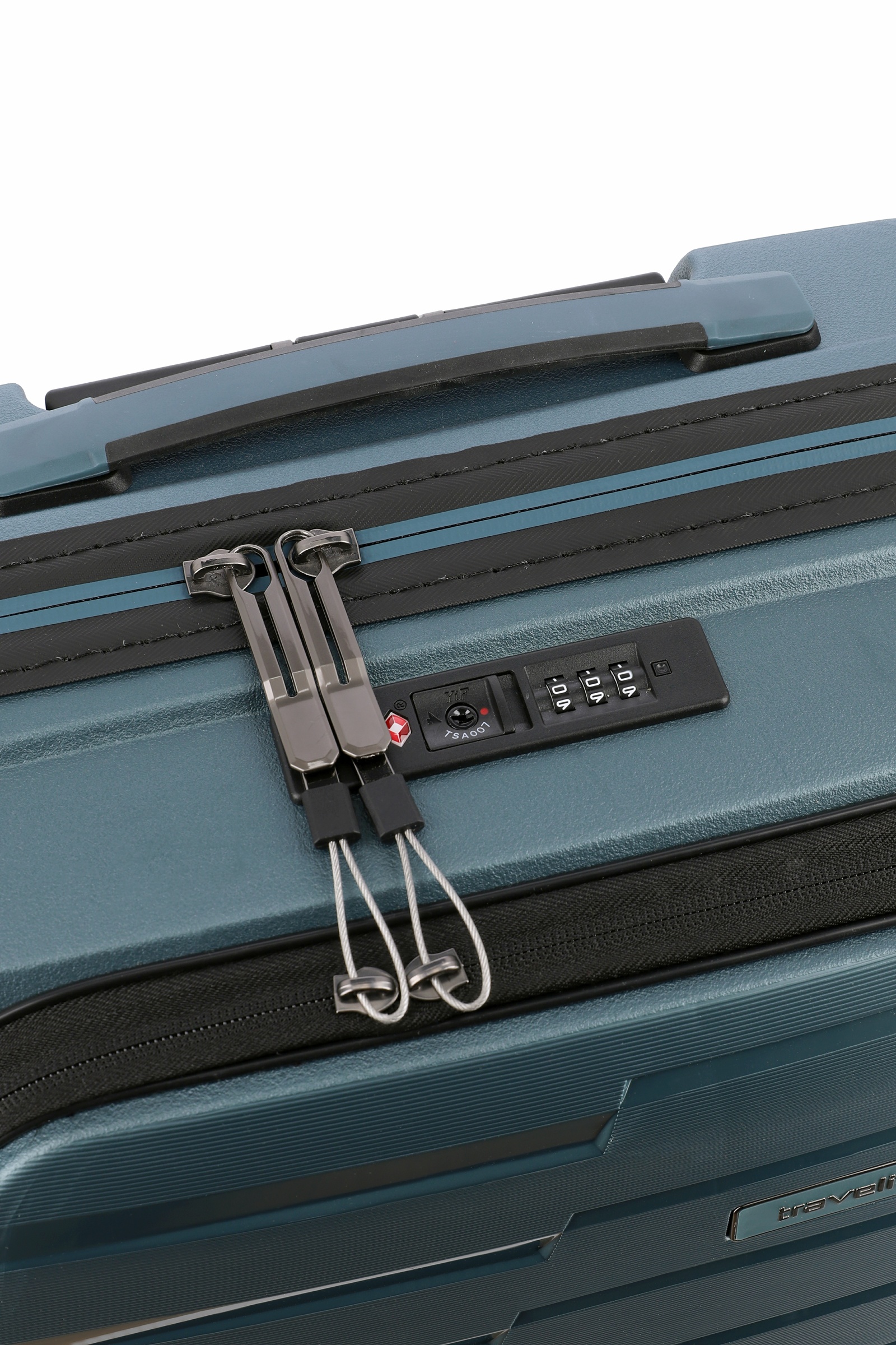 Travelite Koffer Air Base Vortasche 4 Rollen Trolley 55 cm S+ Eisblau
