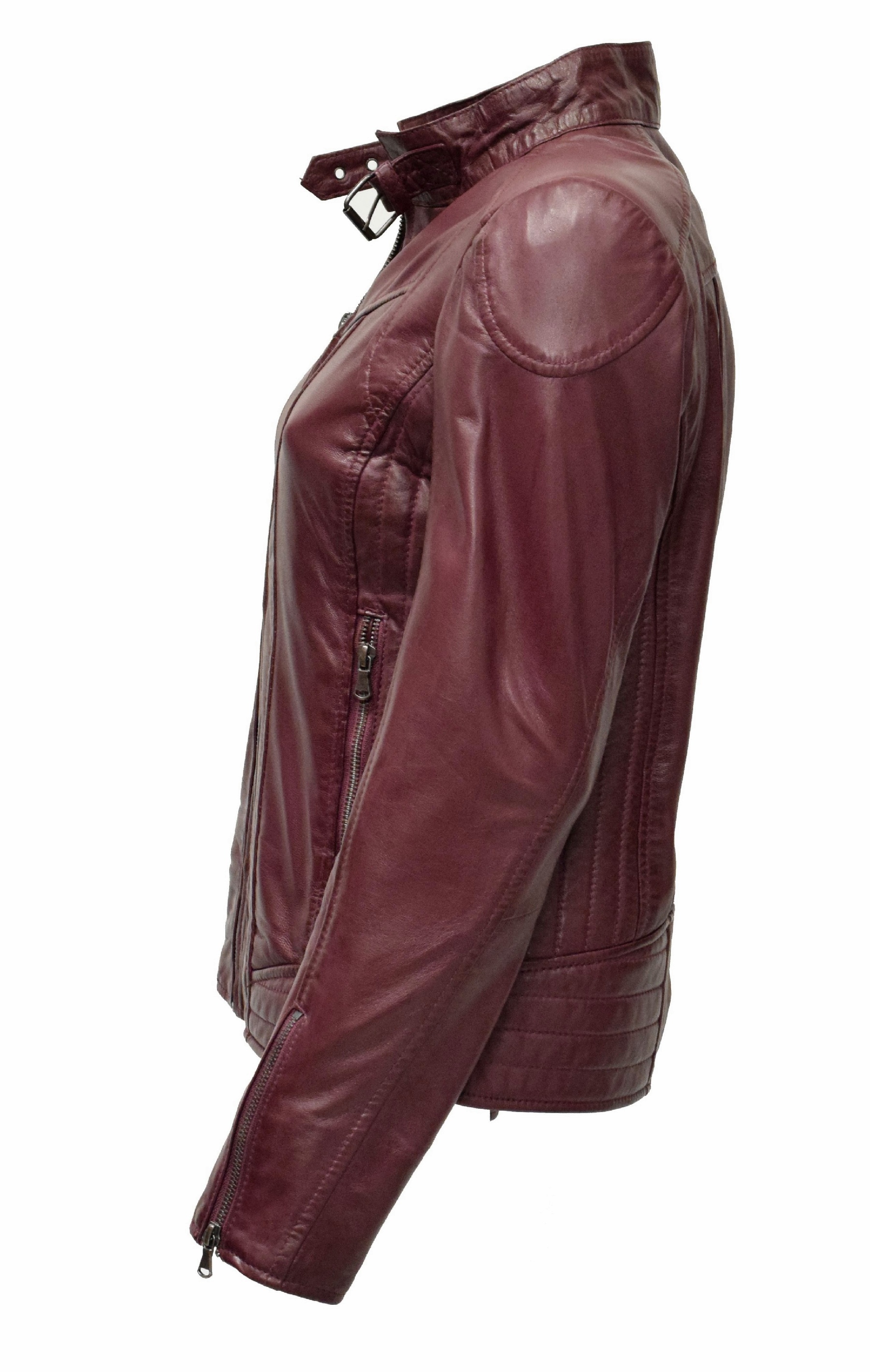 Damen Lederjacke Kimy gesteppt washed Burgund