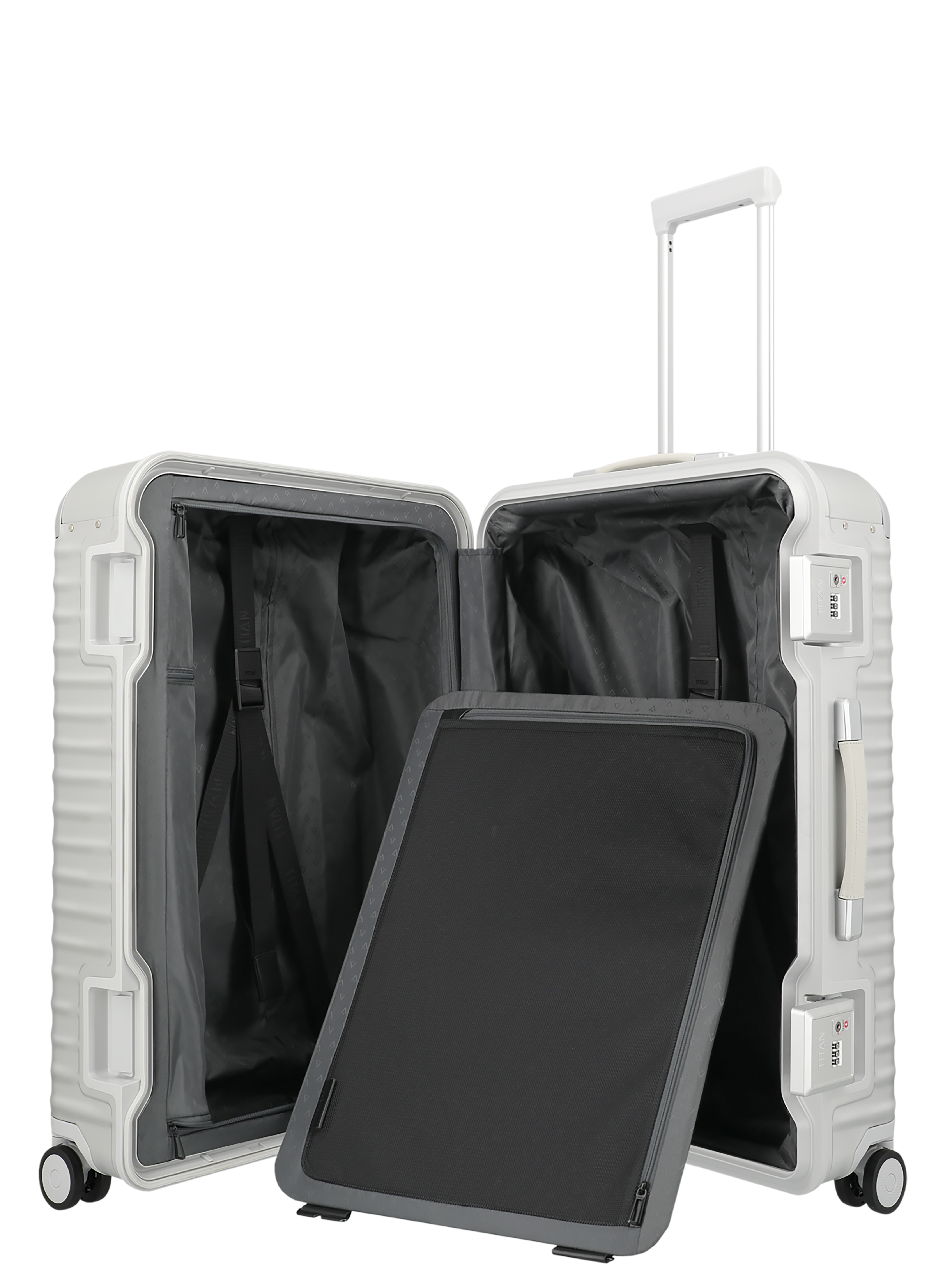 TITAN Aluminium Trolley ETERNITY L 75 cm mit 4 Rollen Silber