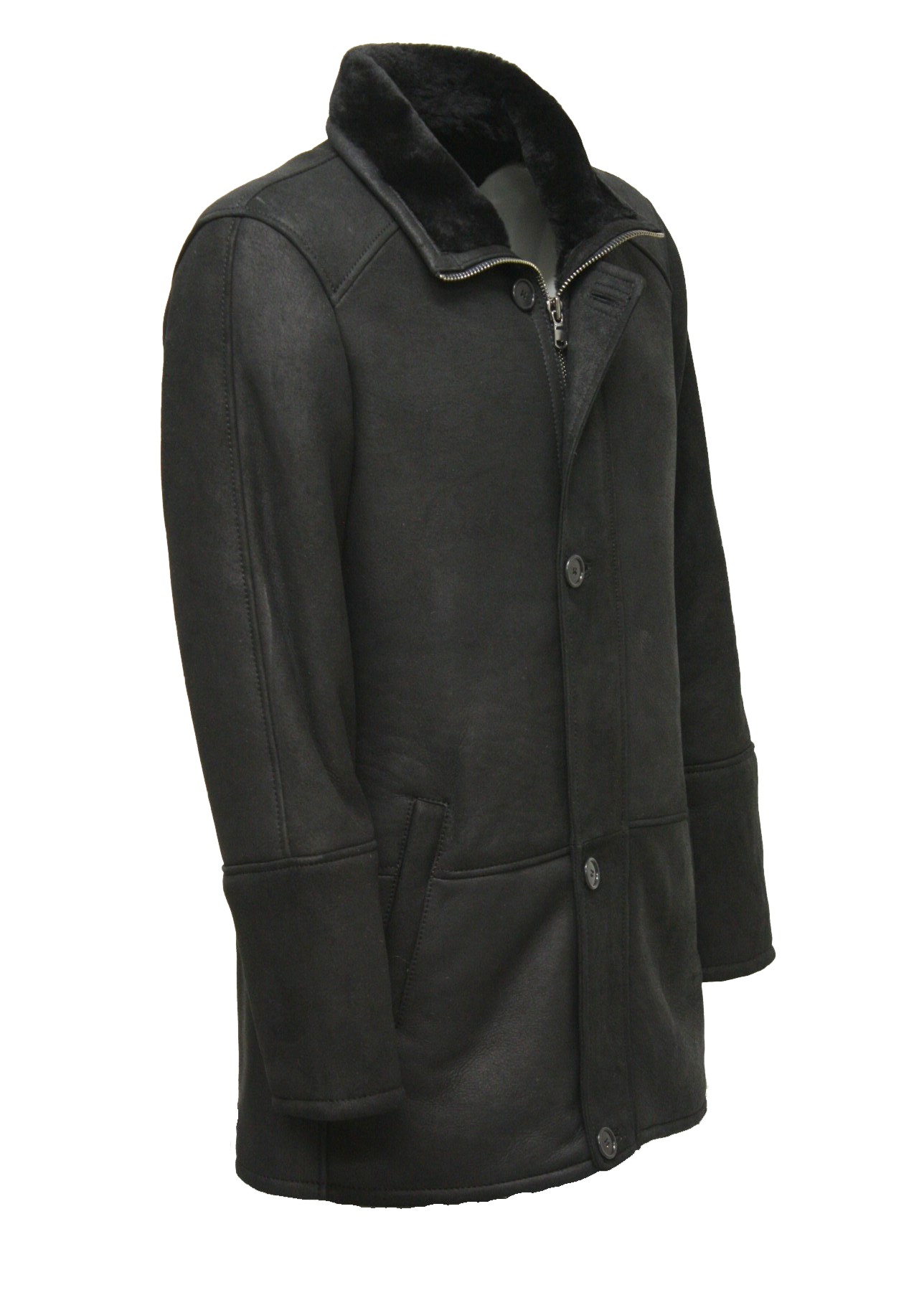 Maddox Herren Lederjacke aus Lammfell in Schwarz