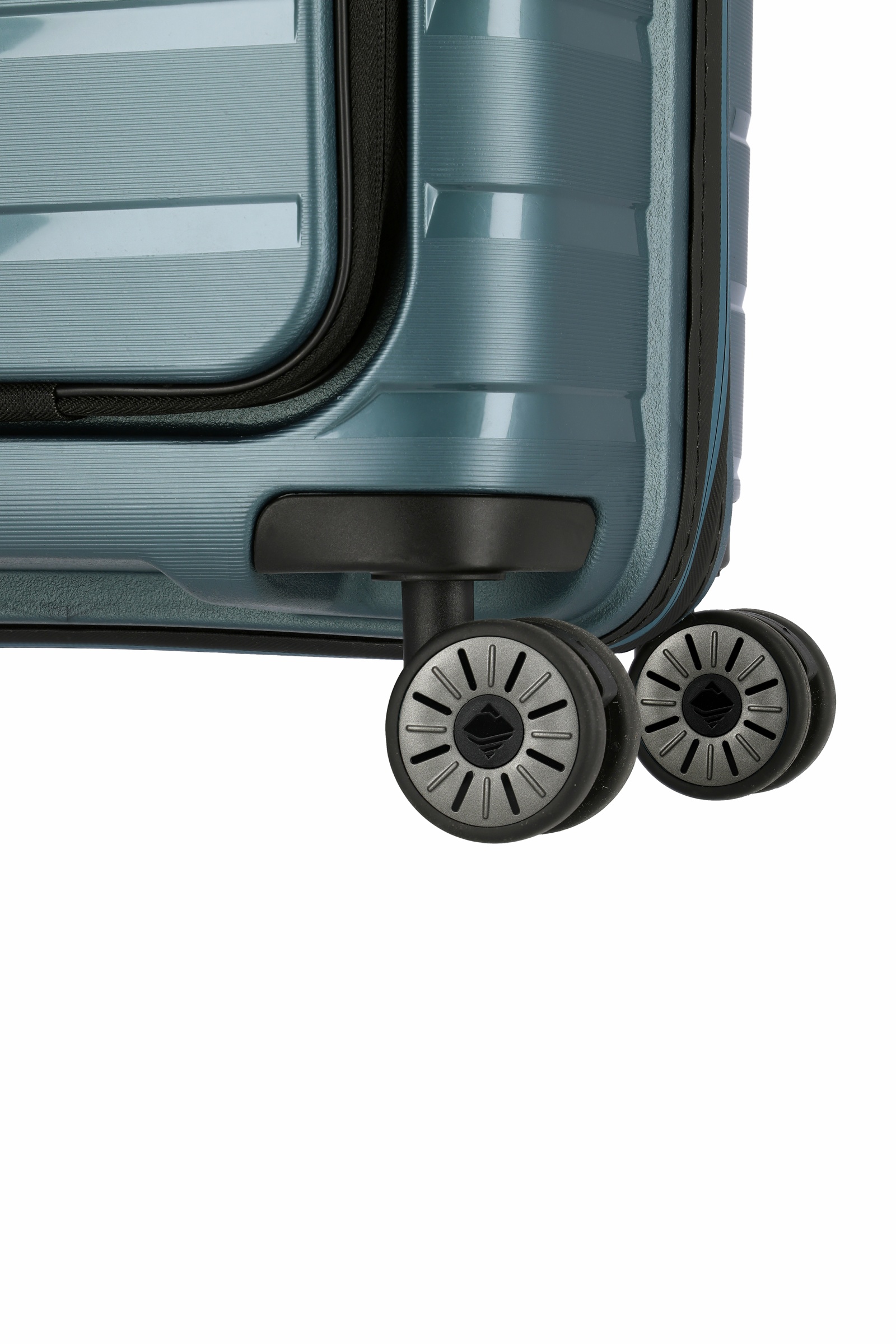 Travelite Koffer Air Base Vortasche 4 Rollen Trolley 55 cm S+ Eisblau