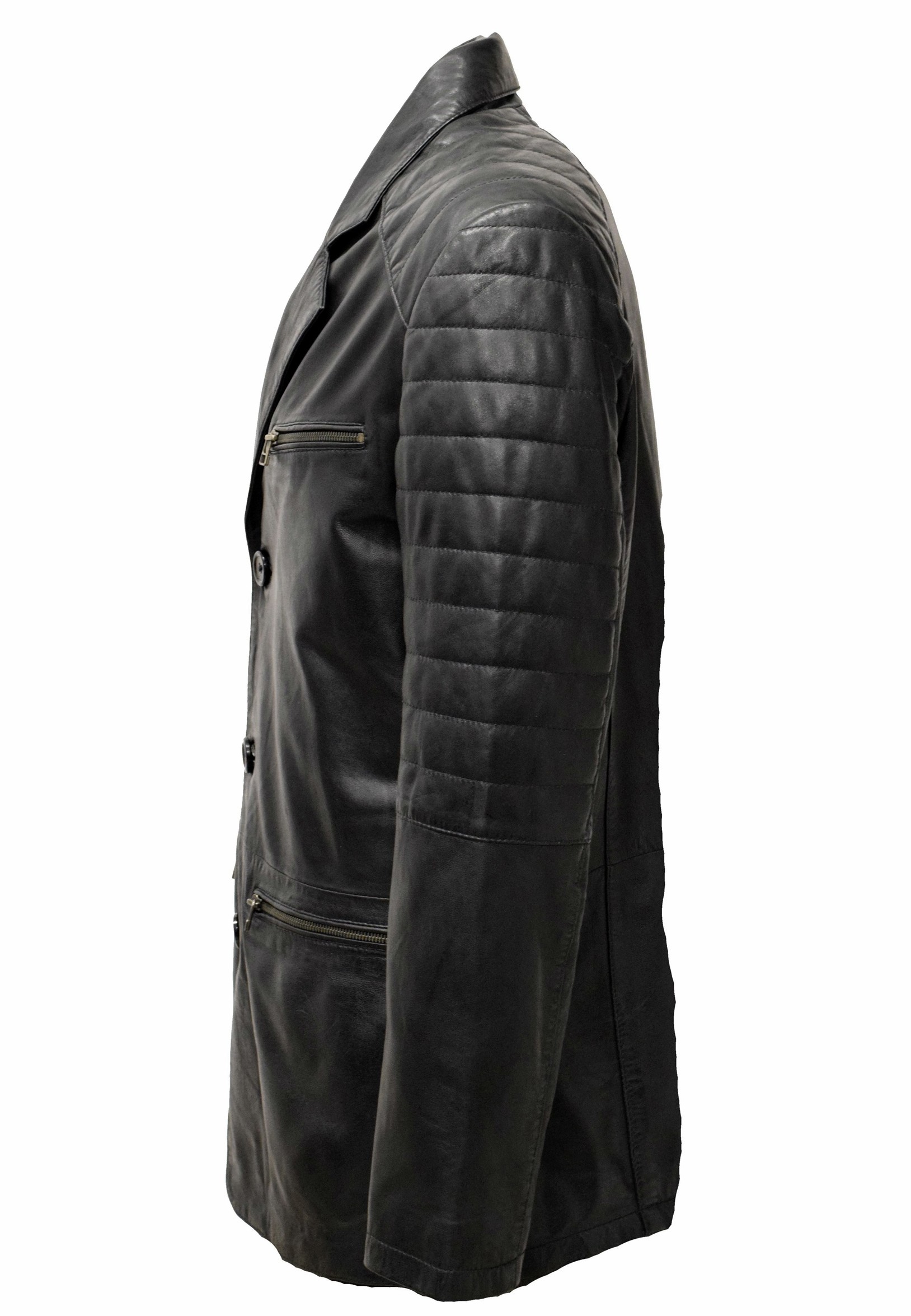 Herren Ledersakko Luis in washed Schwarz