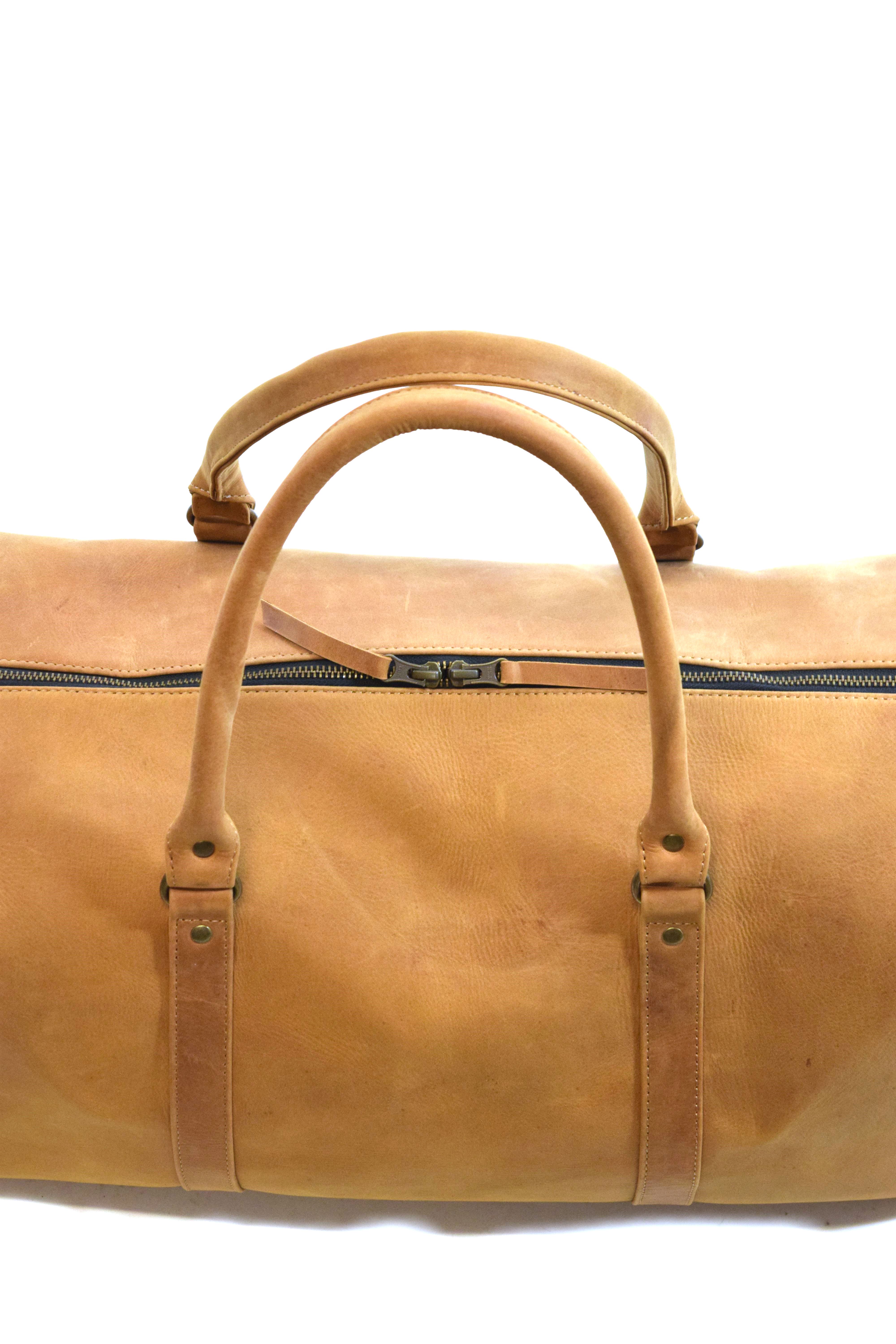 Weekender Reisetasche P-1011 50 cm aus Rindleder in Cognac