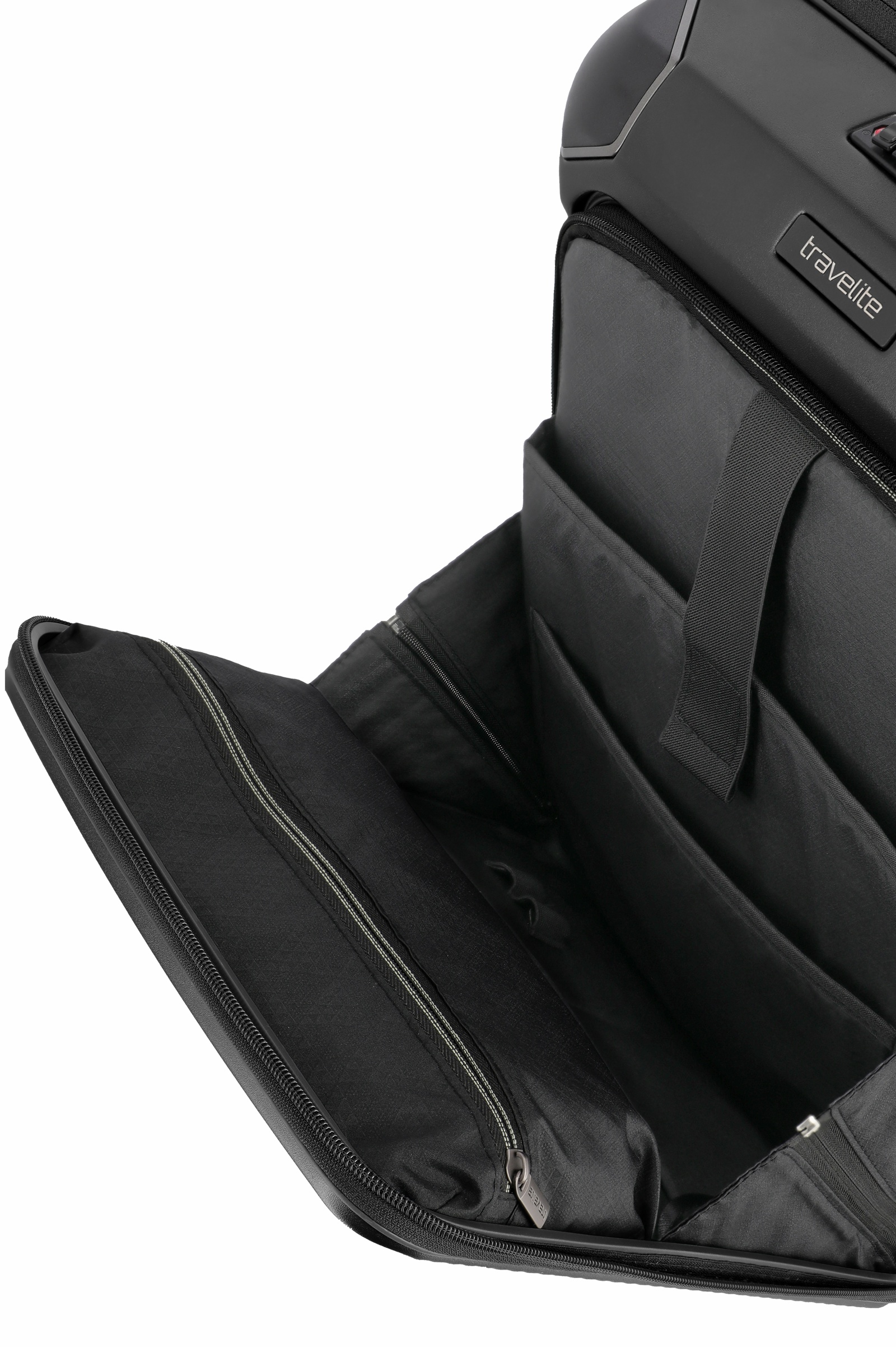 Travelite Koffer Millenium Vortasche 4 Rollen Trolley 55 cm S+ Schwarz