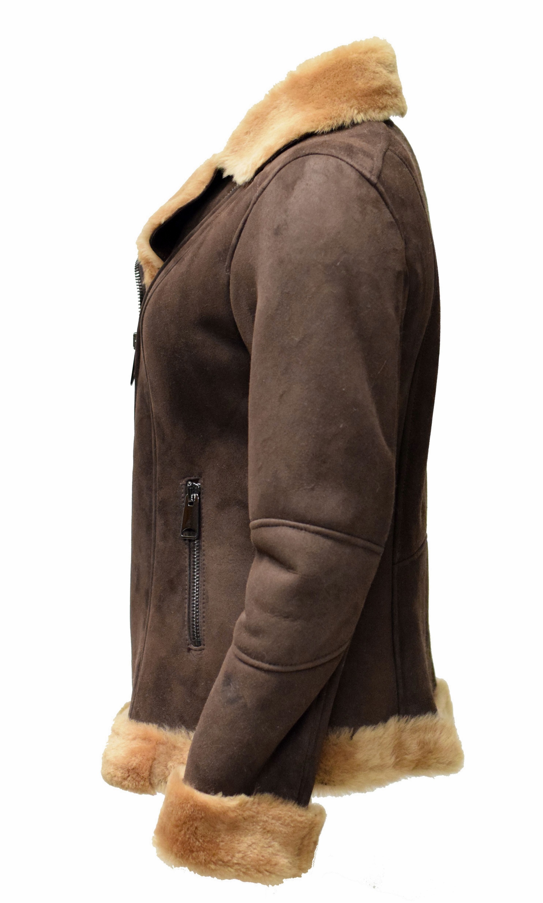 Damen Lammfelljacke Agatha Shearling Nussbraun