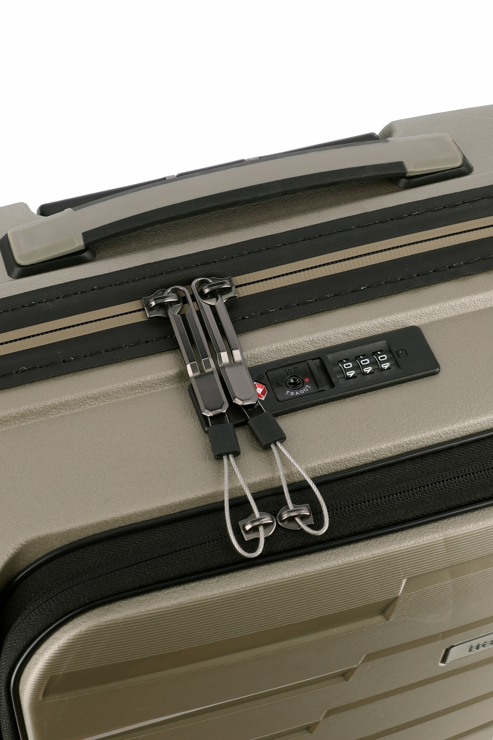 Travelite Koffer Air Base Vortasche 4 Rollen Trolley 55 cm S+ Champagner
