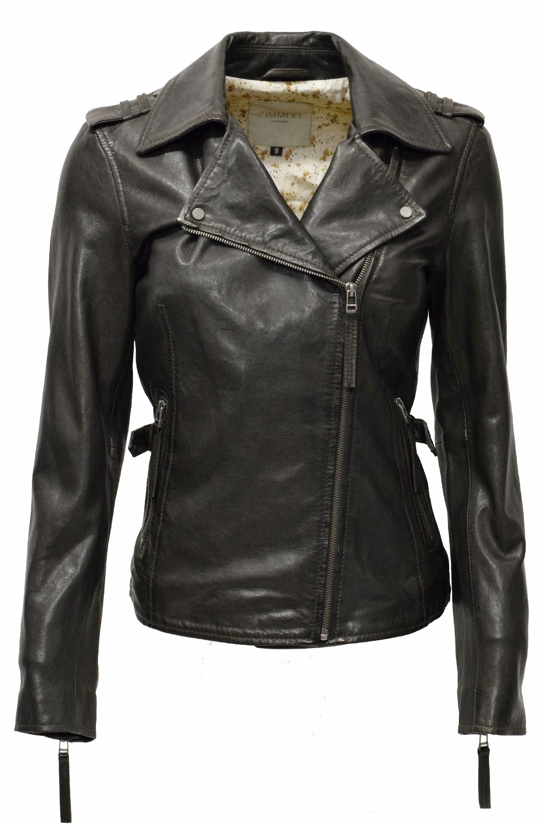Damen Biker Lederjacke Amalia in Schwarzbraun