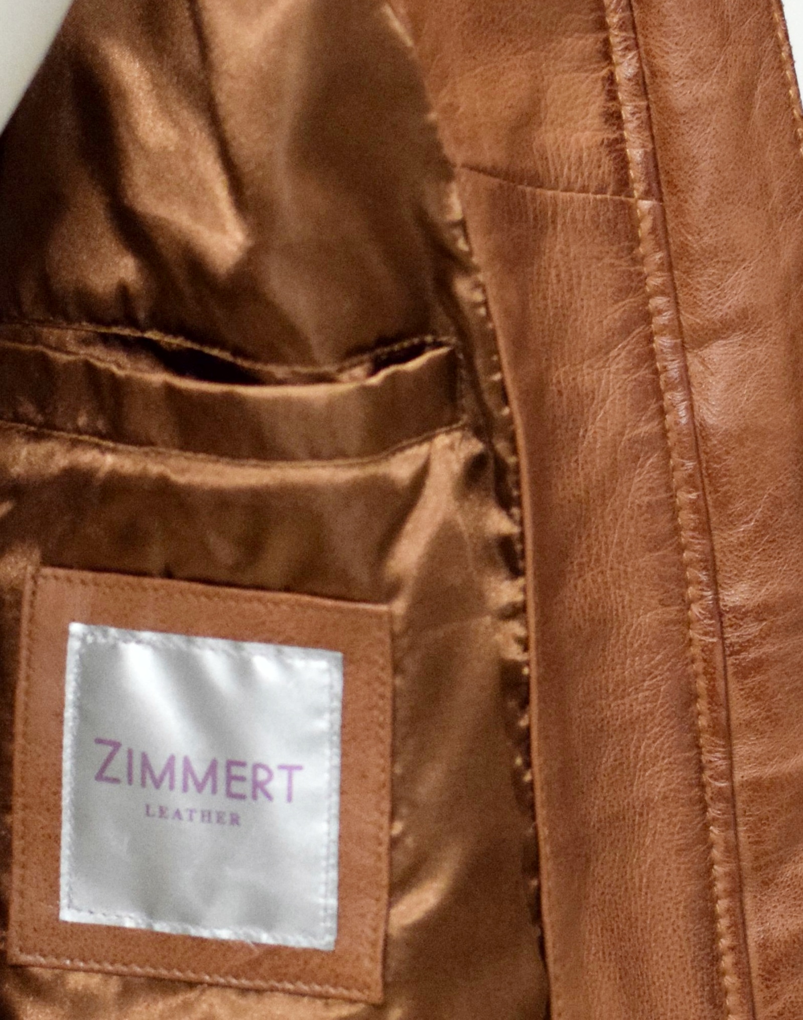 Damen Lederparka Manja mit Fellkapuze in washed Cognac