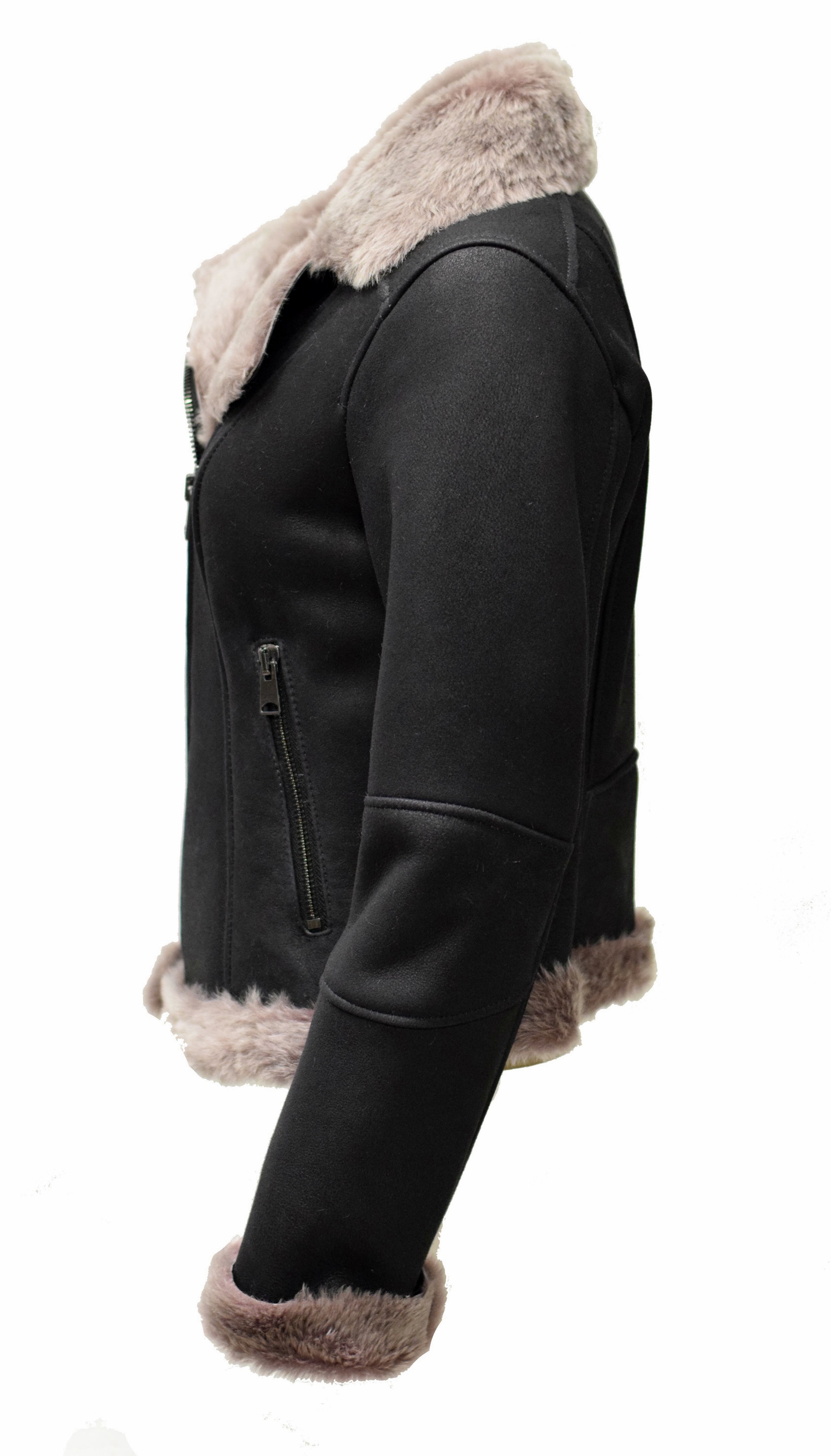 Damen Lammfelljacke Cherry Shearling Schwarz