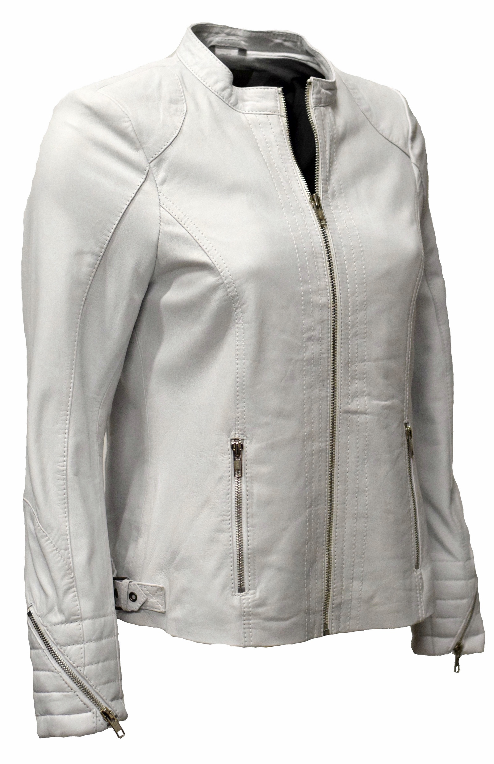 Damen Lederjacke Tina washed Weiss