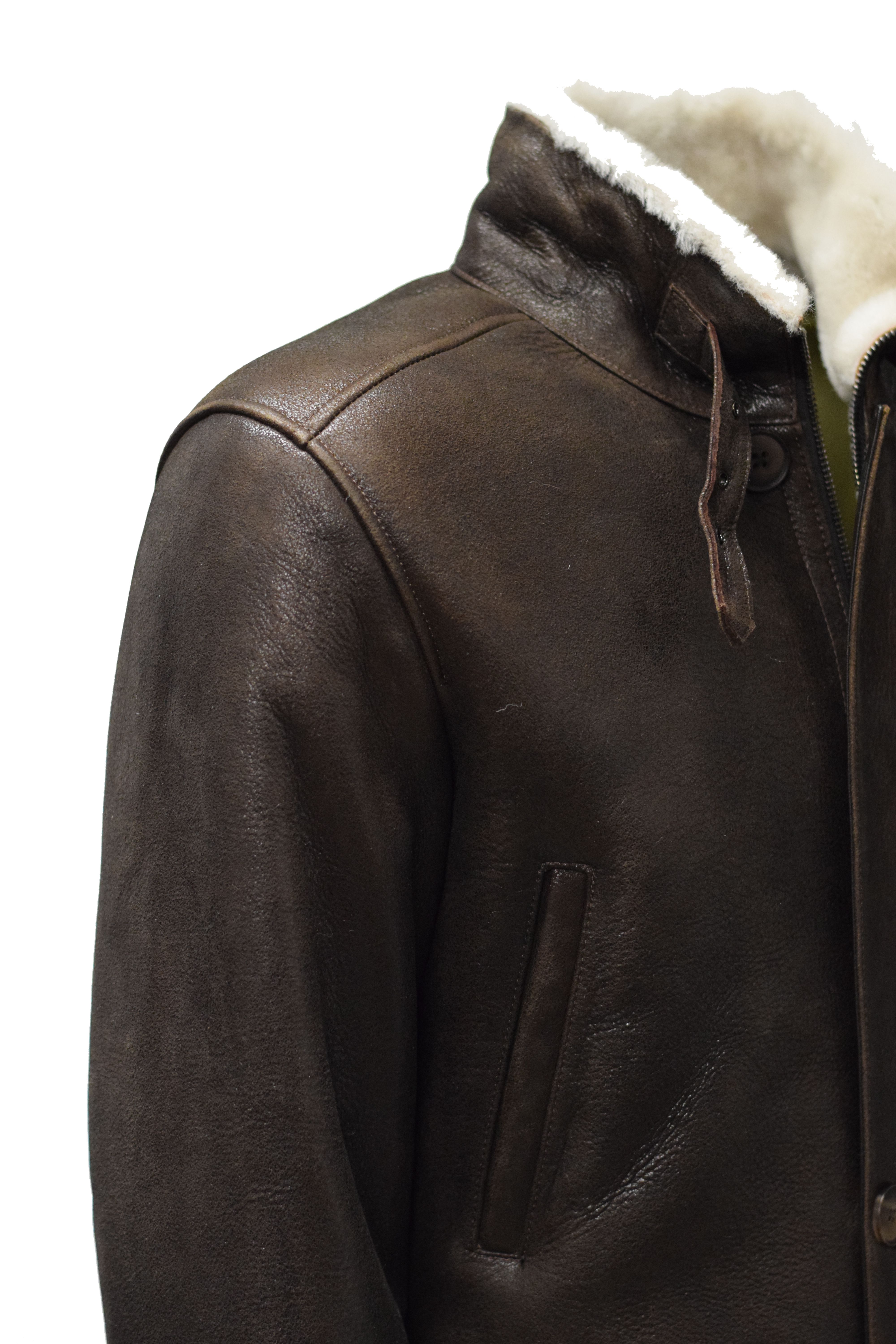 Herren Long Lammfelljacke Gobin in Marrone Braun