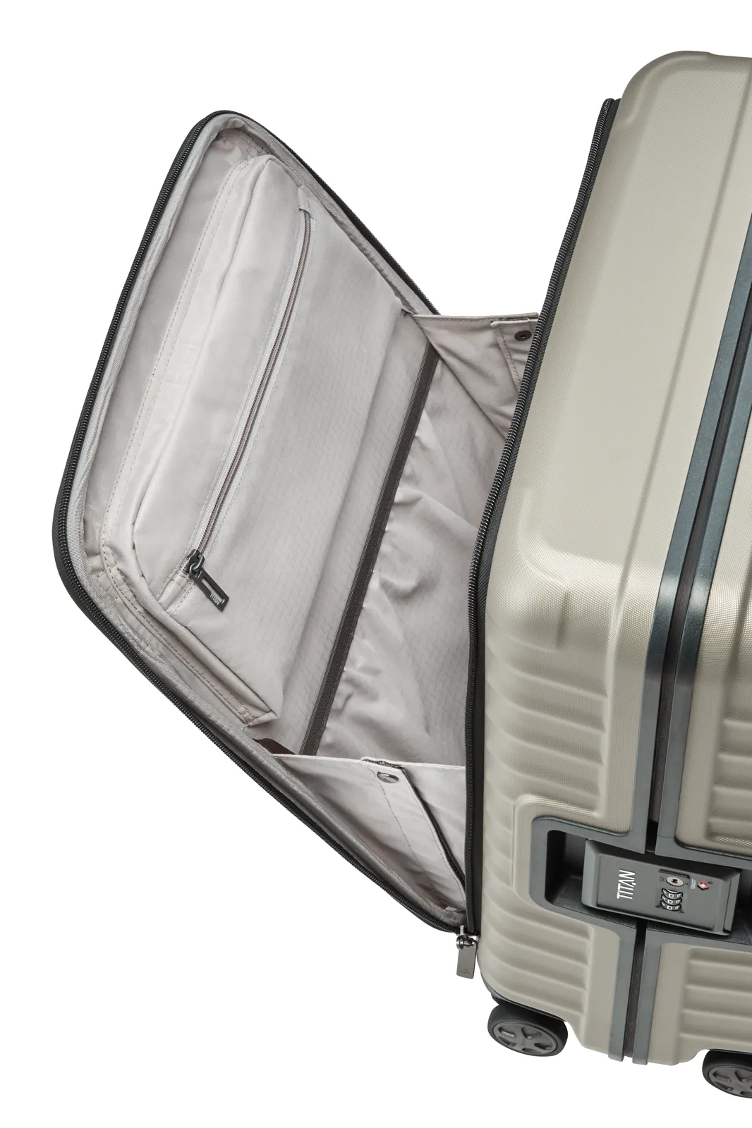 TITAN Trolley LITRON FRAME Vortasche S+ 55 cm mit 4 Rollen Champagner