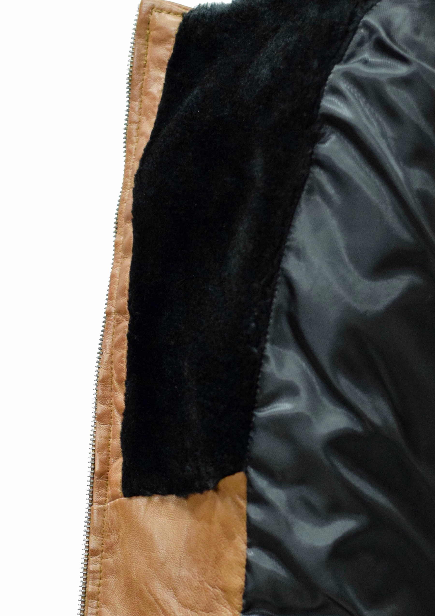 Damen Stepp-Lederjacke Britney mit Kapuzenkragen in Cognacbraun