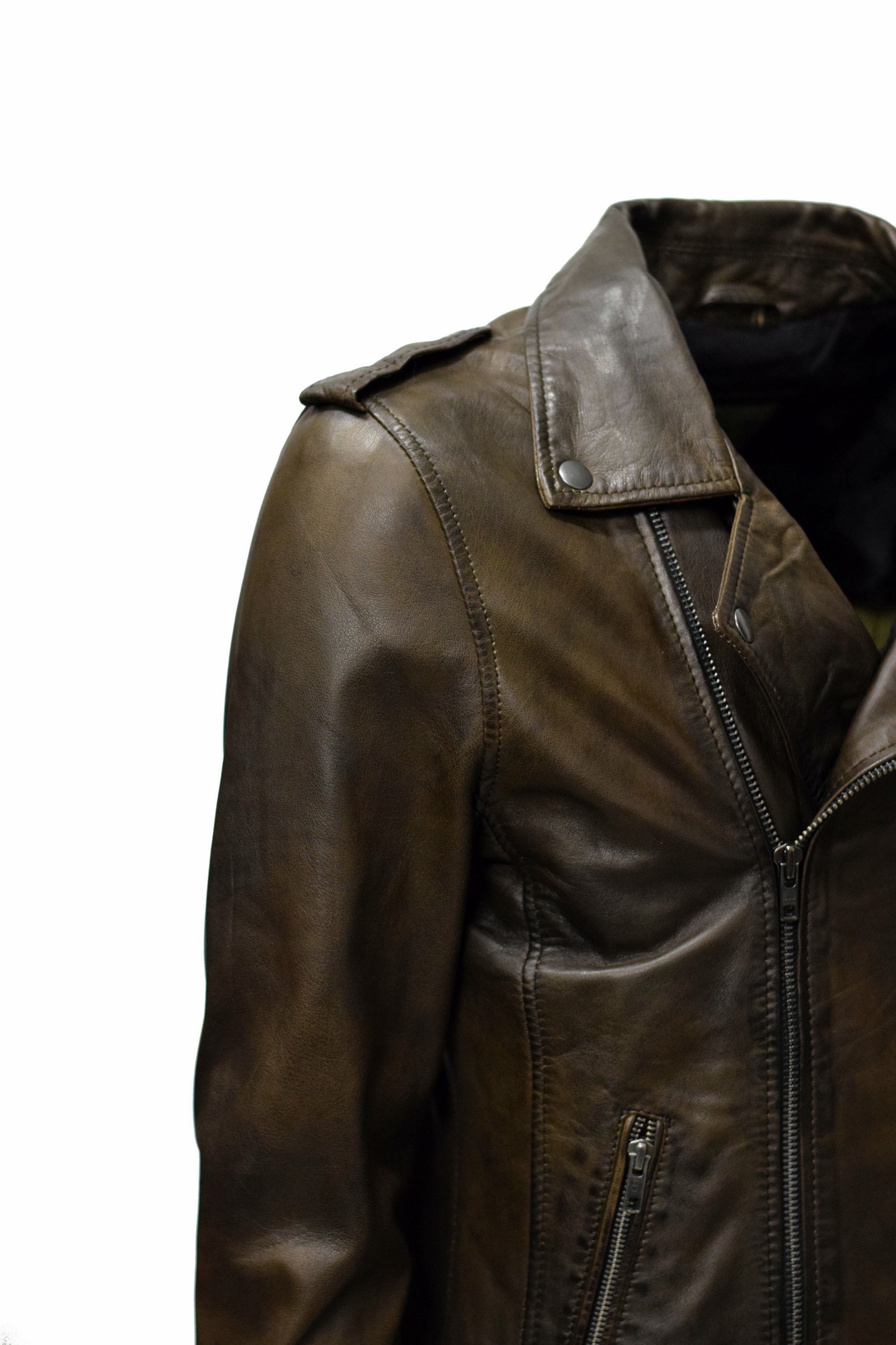 Herren Biker Lederjacke Marcel in vintage Moccabraun