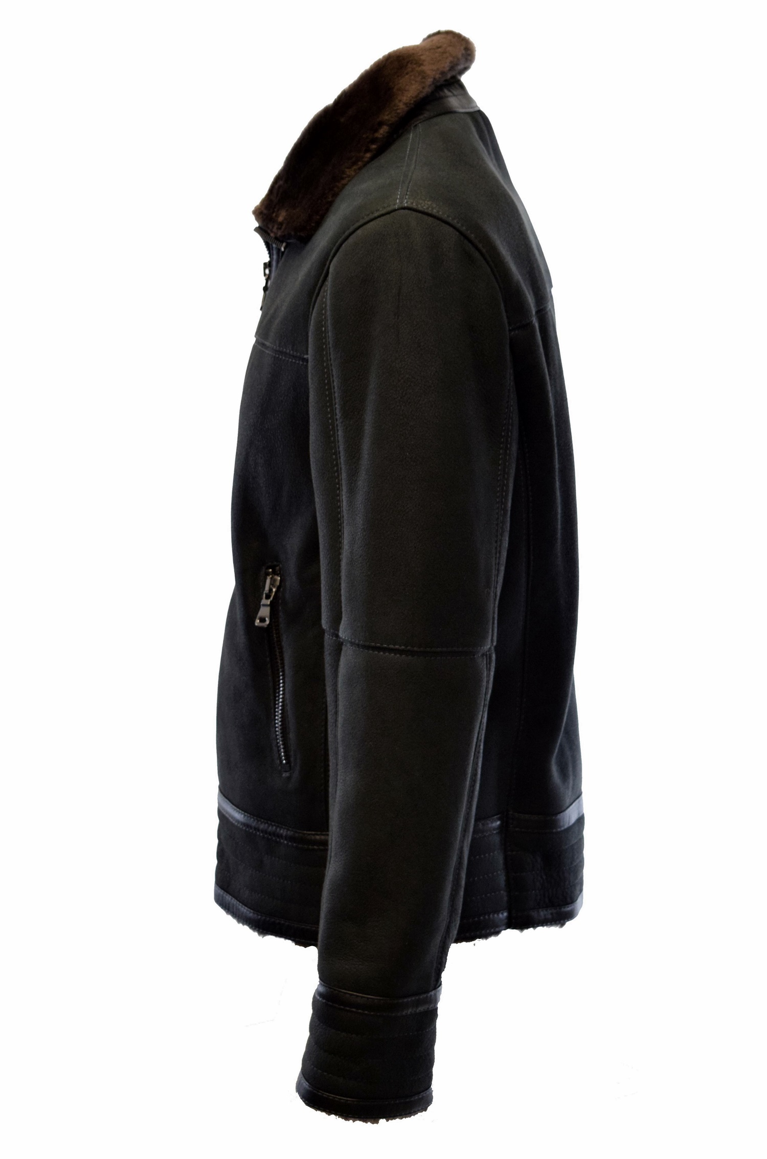 Herren Lammfelljacke Bomber Mark in Anthrazit