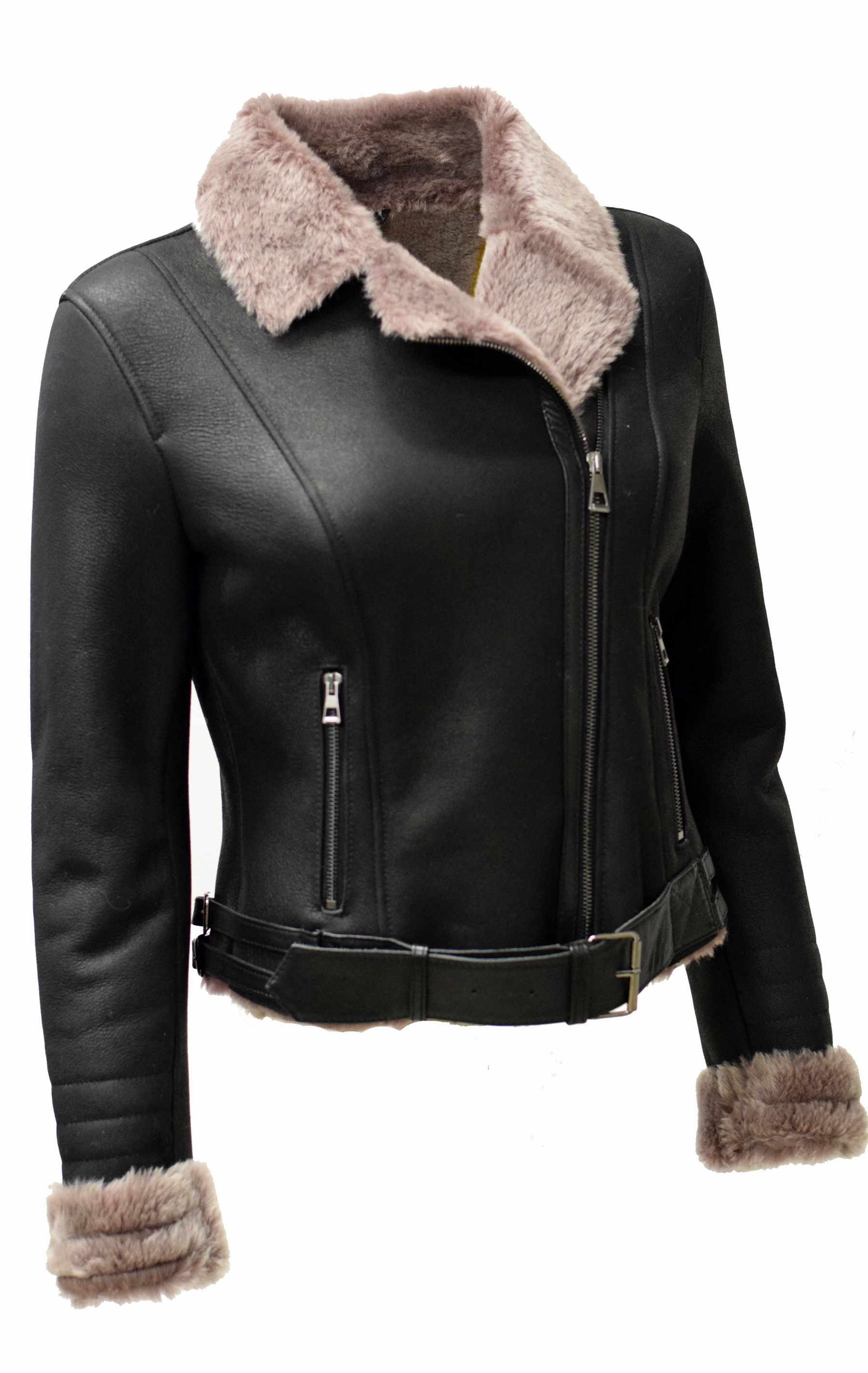 Damen Lammfelljacke Valentina Shearling Schwarz