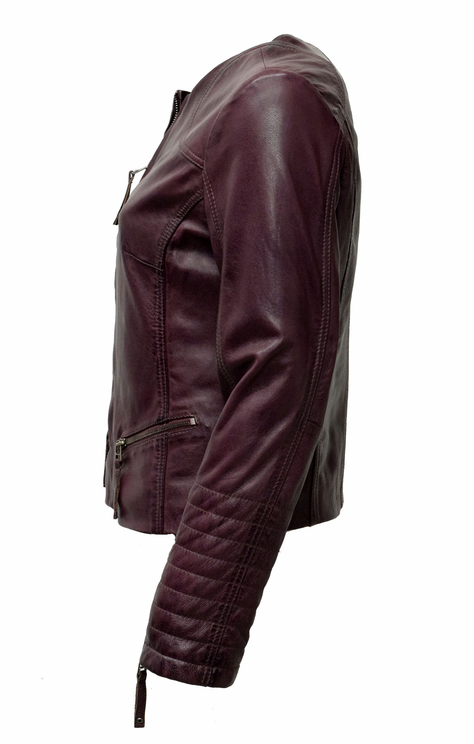 Damen Lederjacke "BINI" in washed Burgund