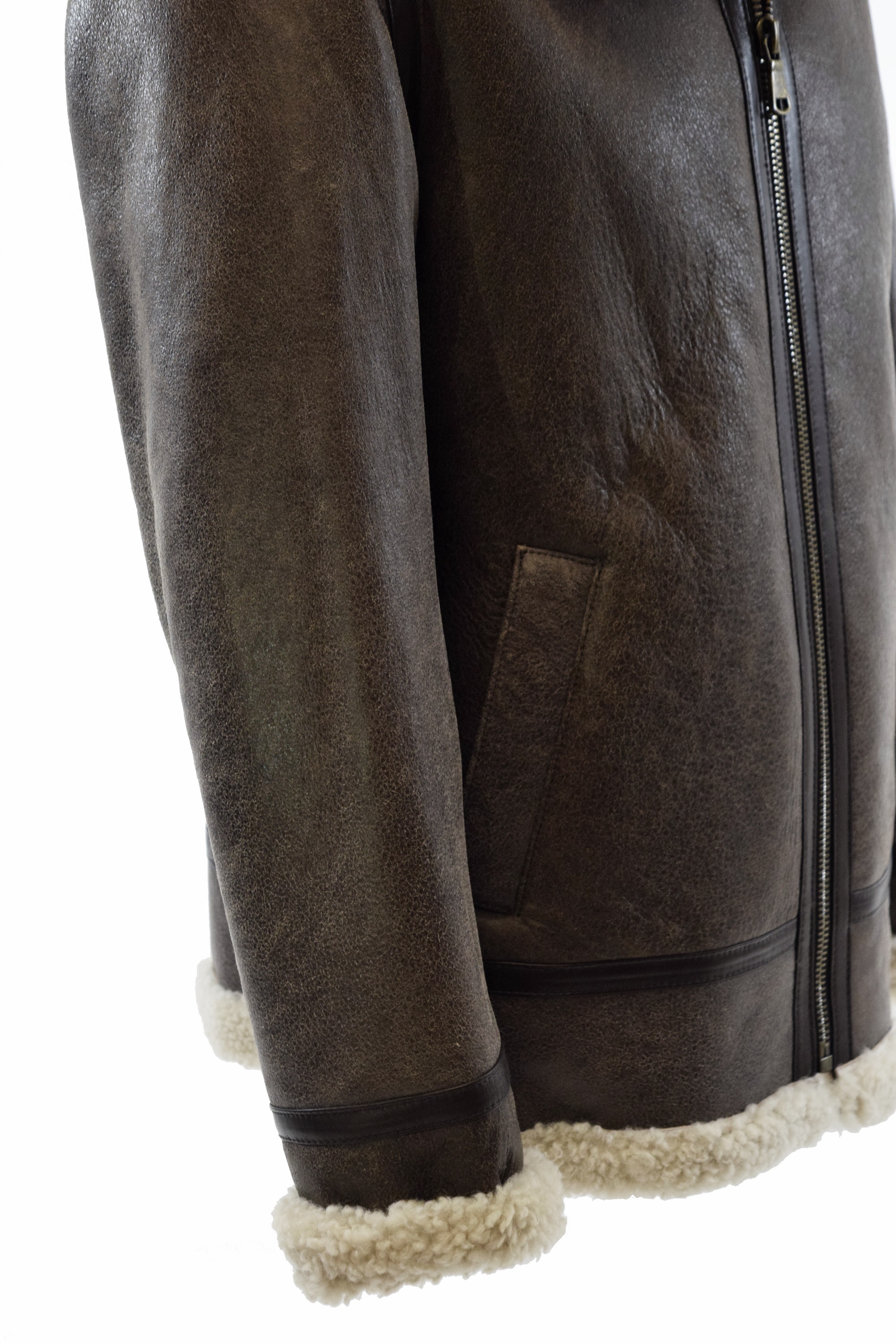 Herren Lammfelljacke Bomber Will in Steinbraun