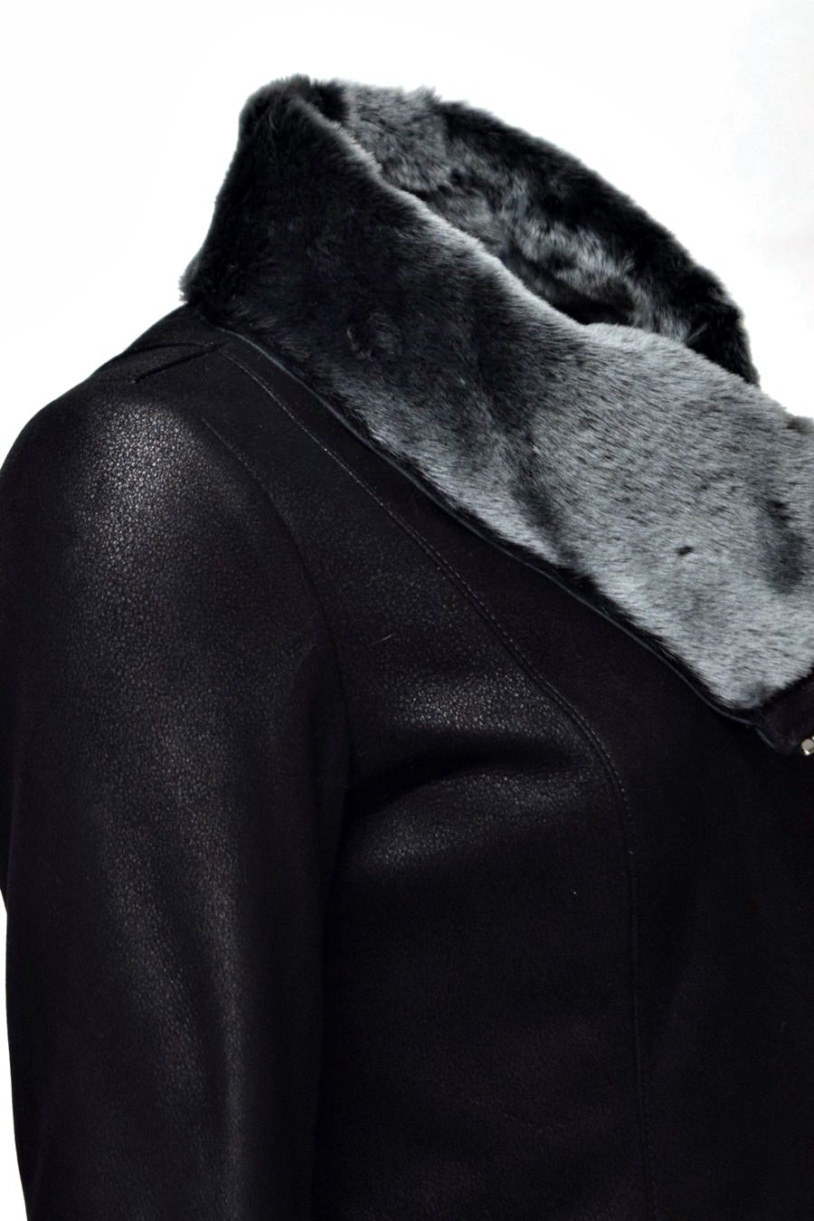 Levinsky Damen Lammfellmantel Shearling in Schwarz Grau