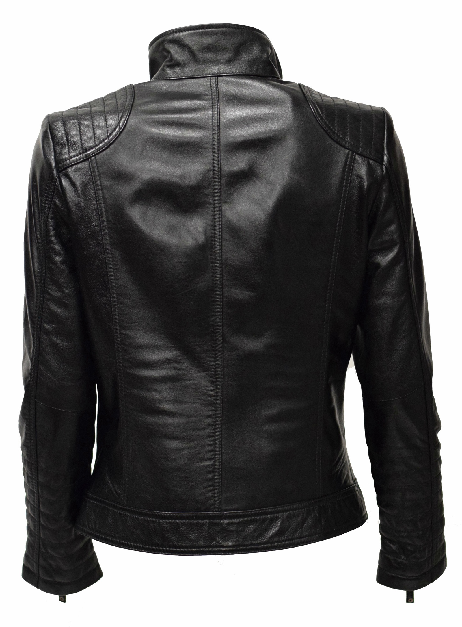 Damen Lederjacke Santa gesteppt washed Schwarz