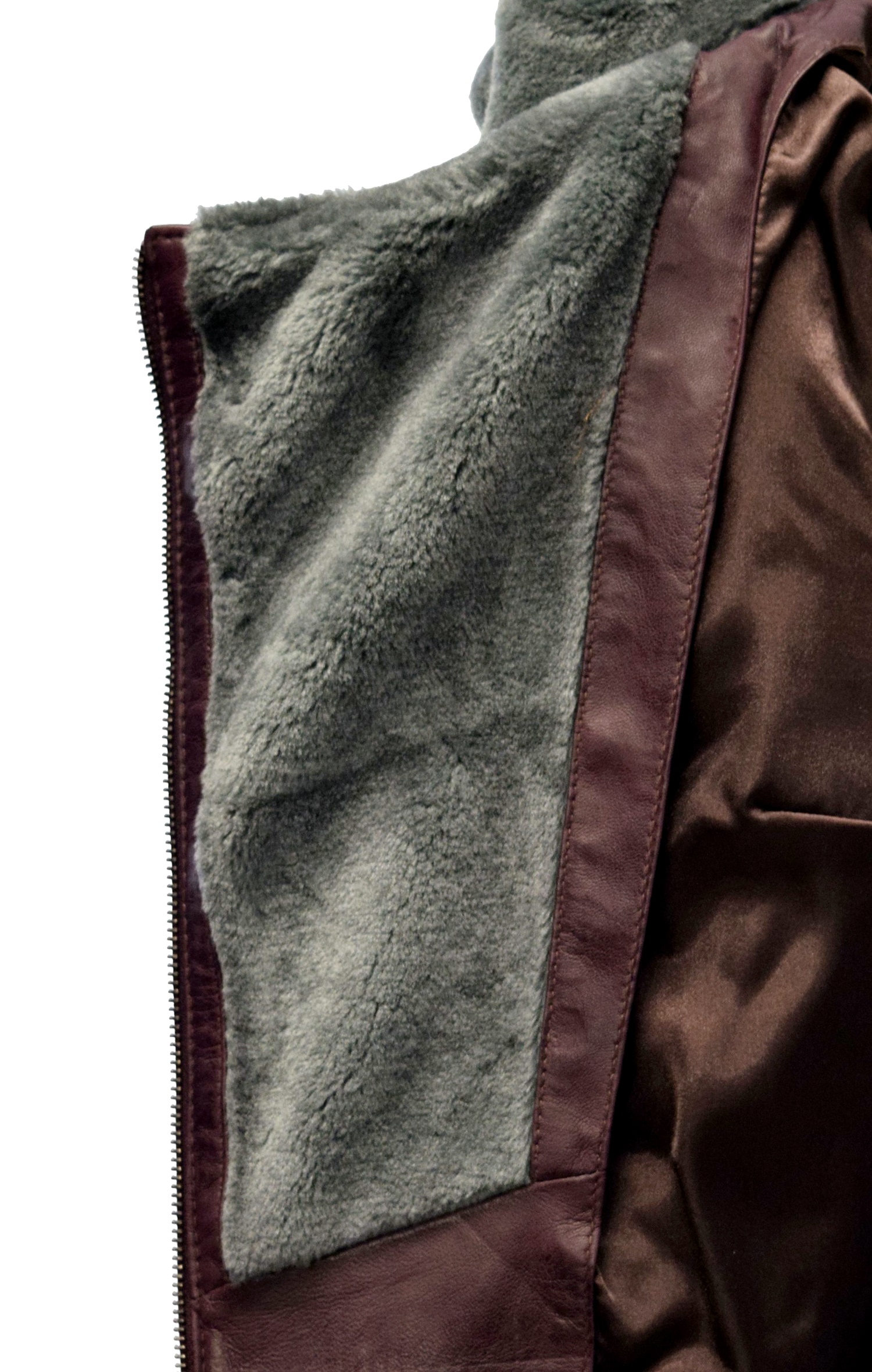 Damen Ledermantel Cindy mit Kapuzenkragen in Burgundy