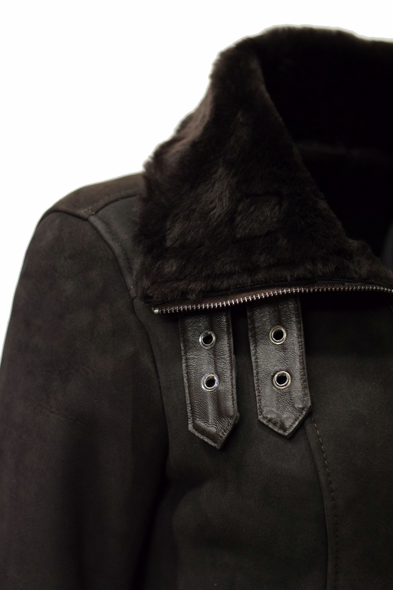 Damen Lammfelljacke Lena in Schwarzbraun