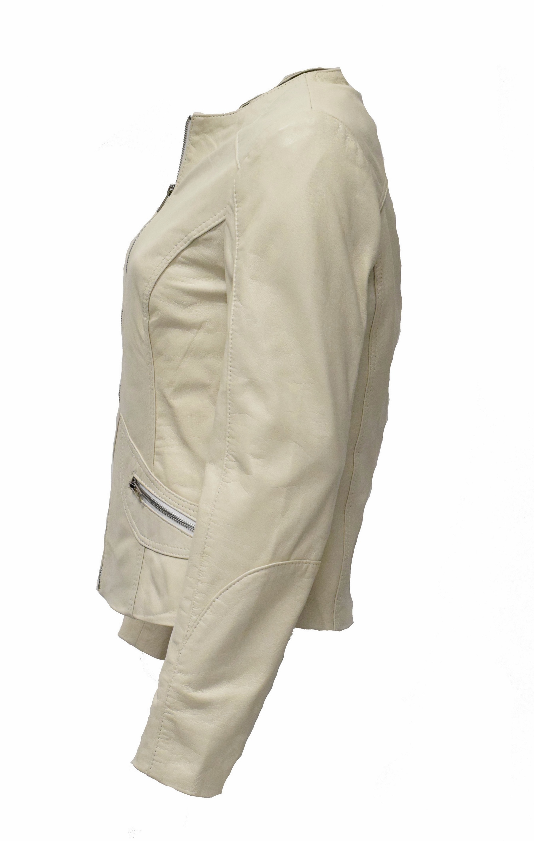 Damen Lederjacke Bea in washed Cremeweiss
