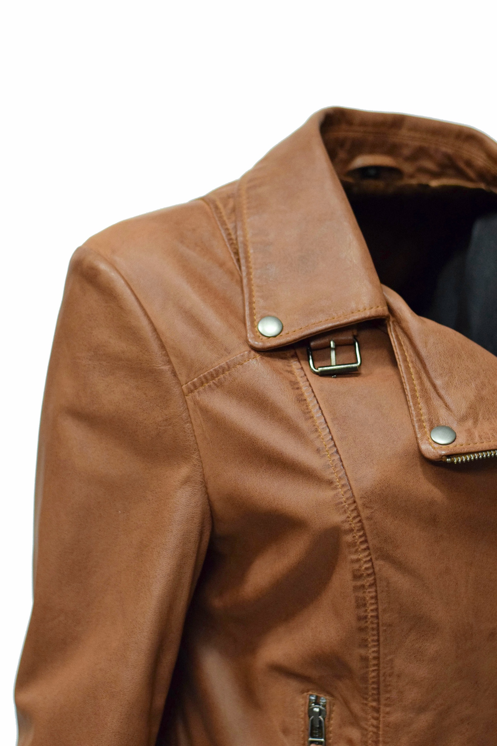 Damen Lederjacke Mala in washed Cognac