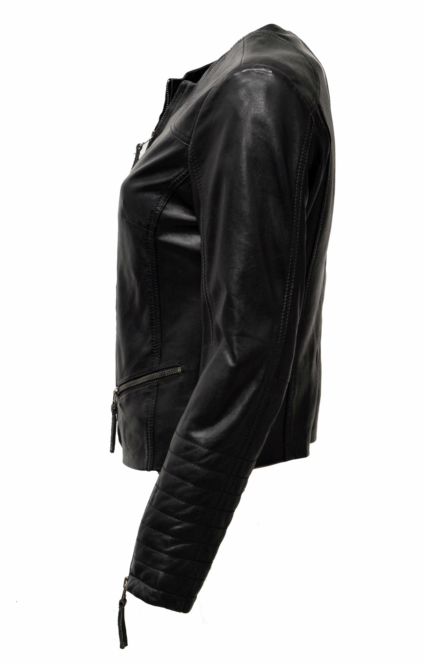 Damen Lederjacke "BINI" in washed Schwarz