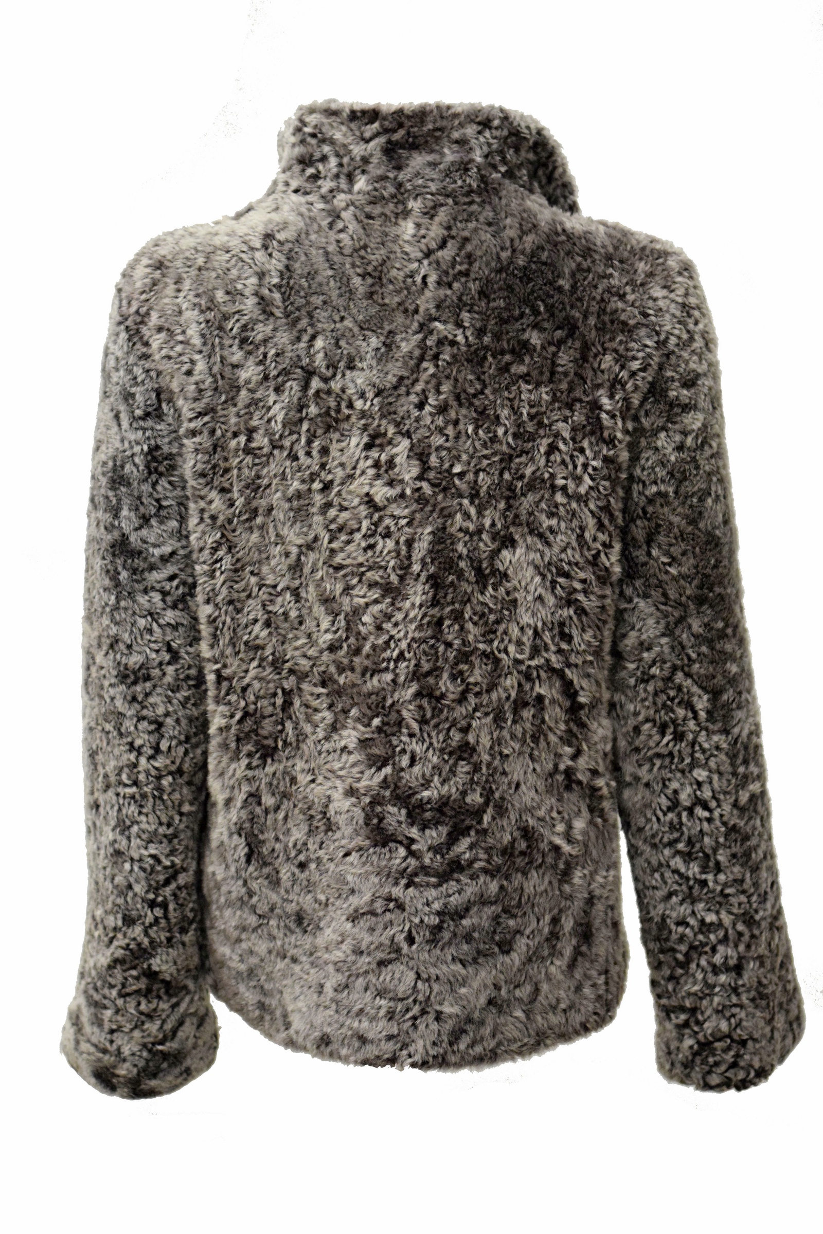 Damen Felljacke Irbid Curly-Lammfell in Grau Braun