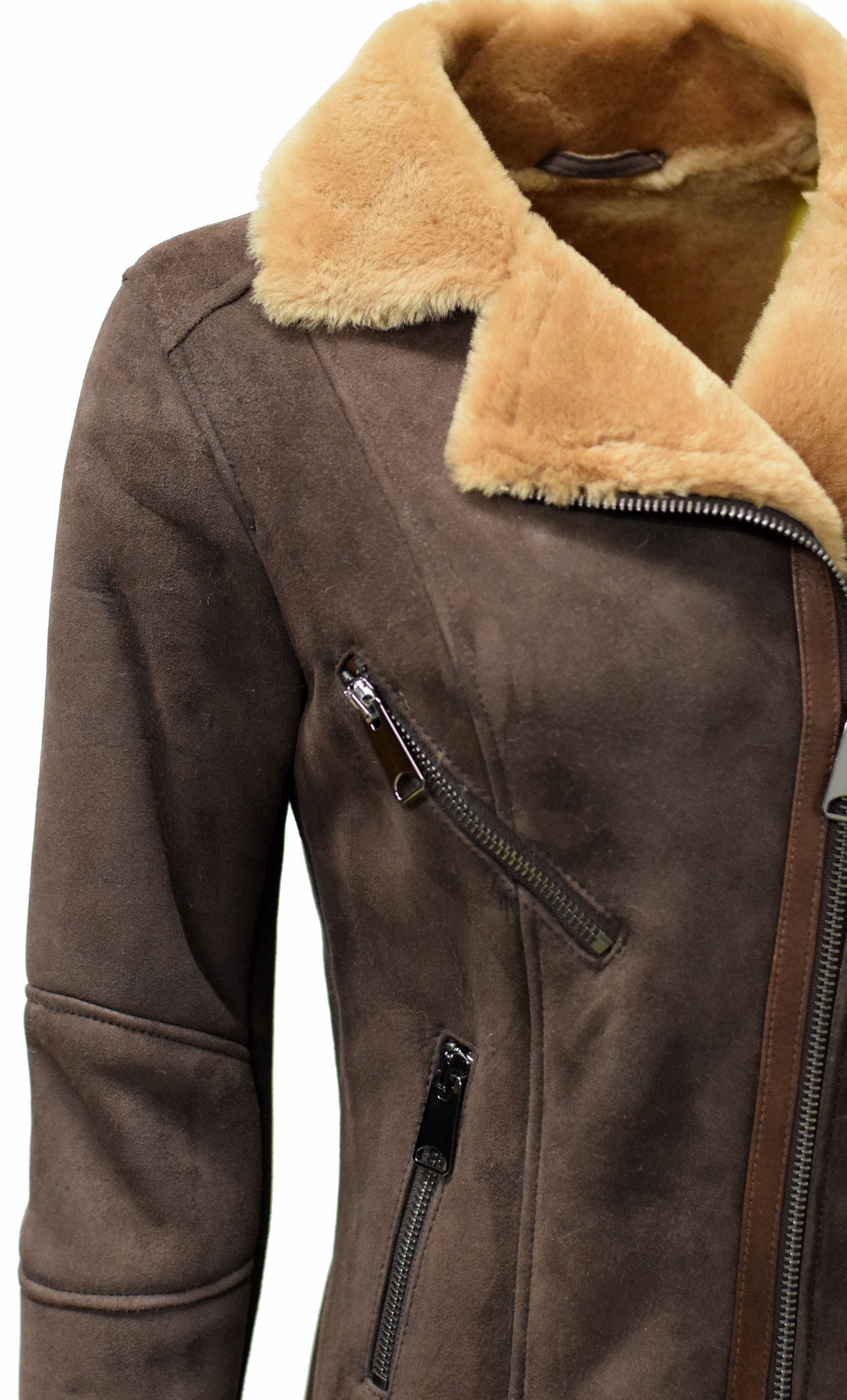 Damen Lammfelljacke Agatha Shearling Nussbraun