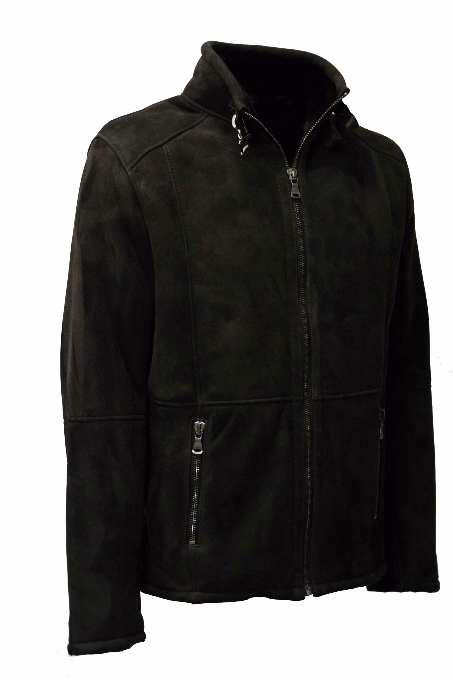 Herren Lammfelljacke Nellson in Braun Schwarzbraun