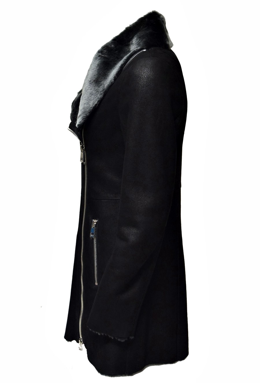 Levinsky Damen Lammfellmantel Shearling in Schwarz Grau