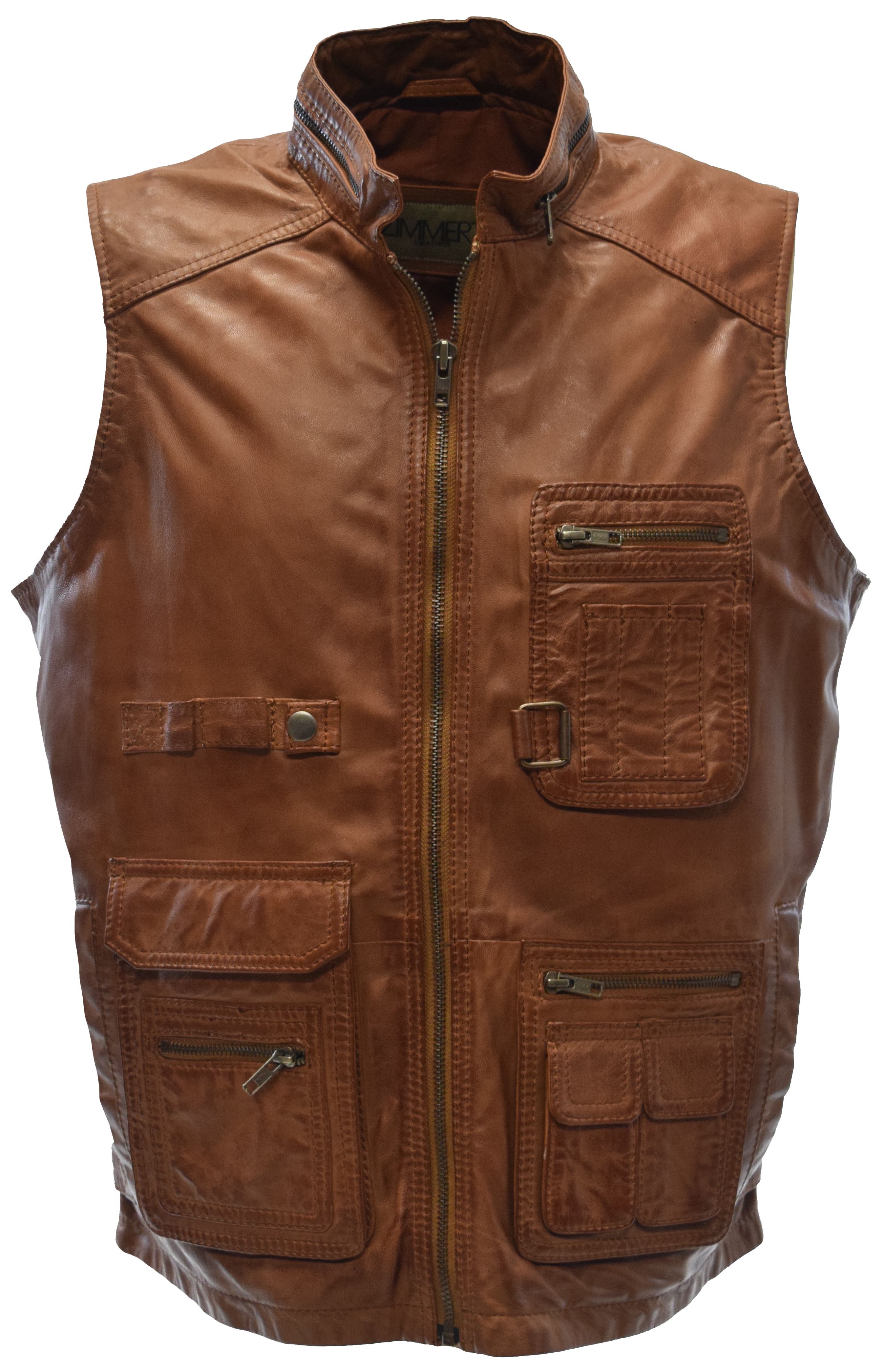 Herren Outdoor Lederweste Julius in Cognac
