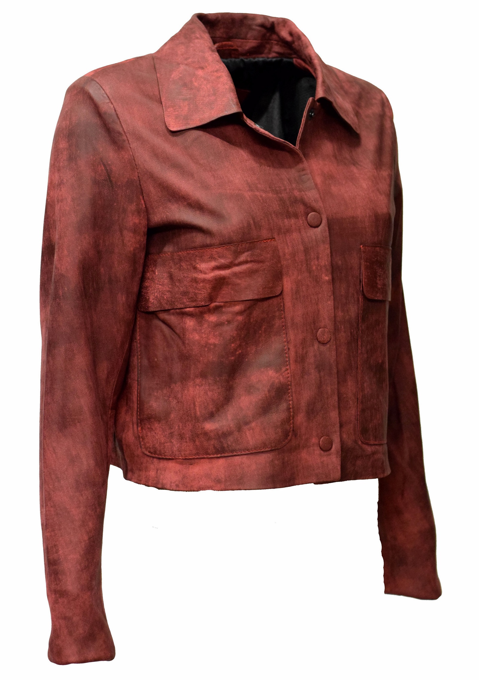 Damen Lederhemd Jella in vintage Rot