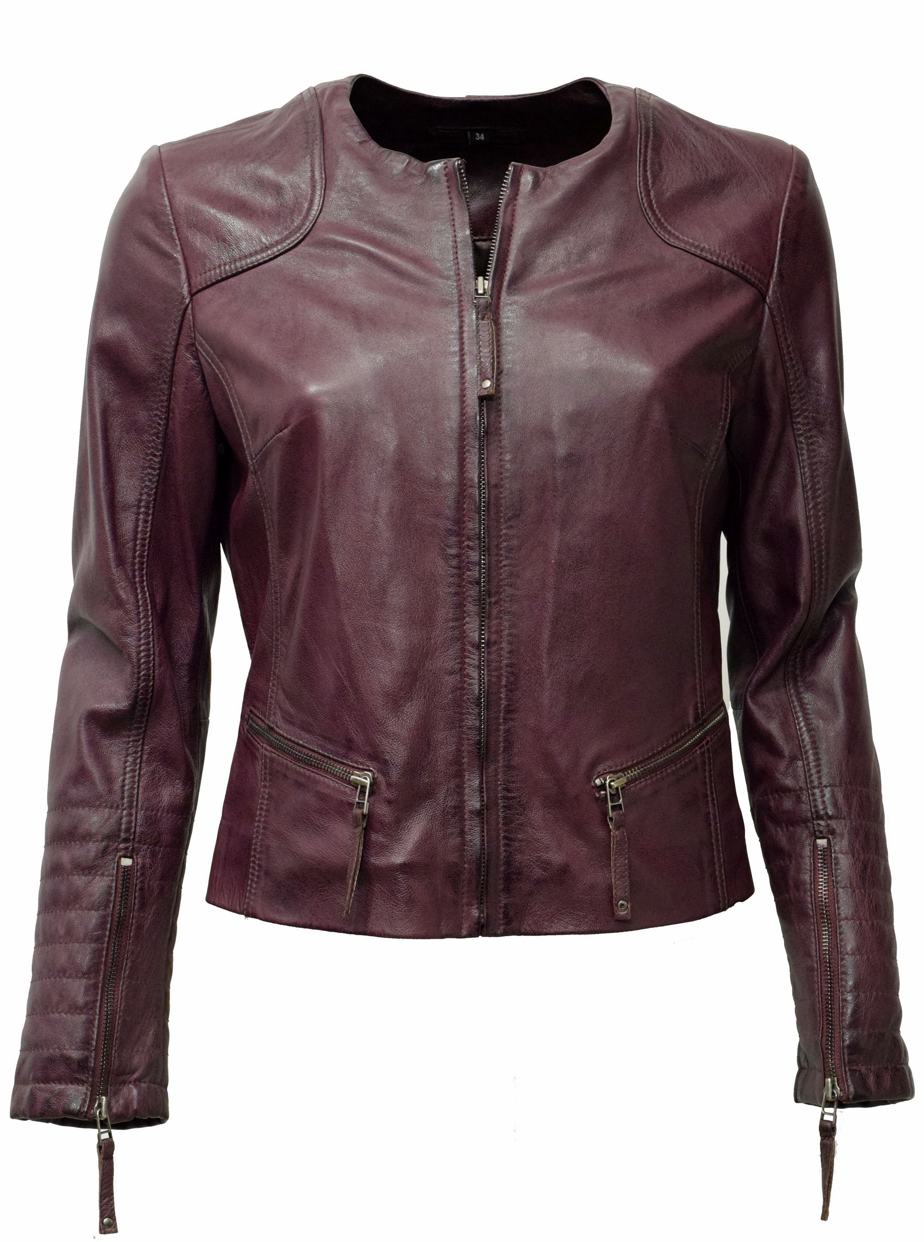 Damen Lederjacke "BINI" in washed Burgund