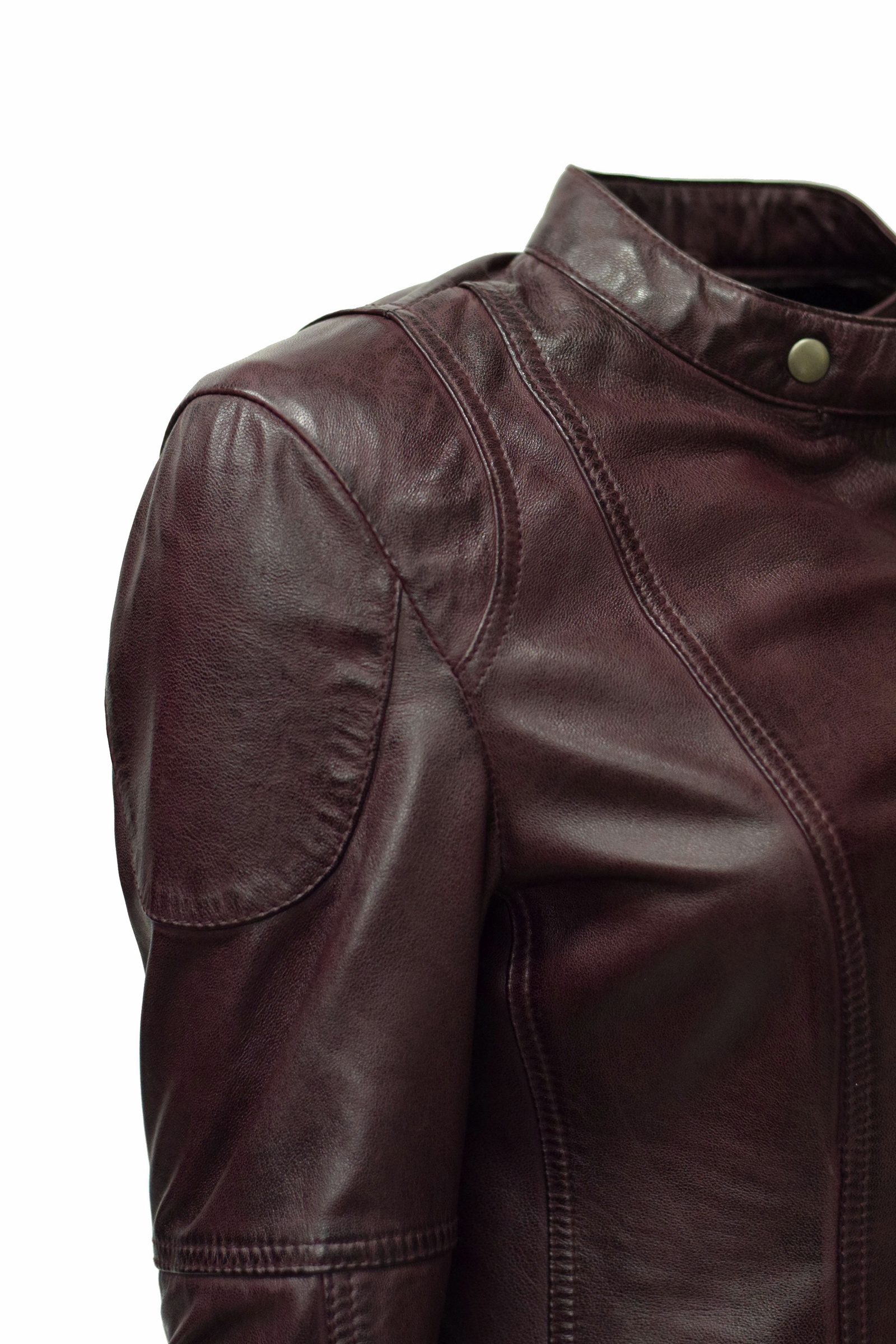 Damen Biker Lederjacke Jess in washed Burgundyrot