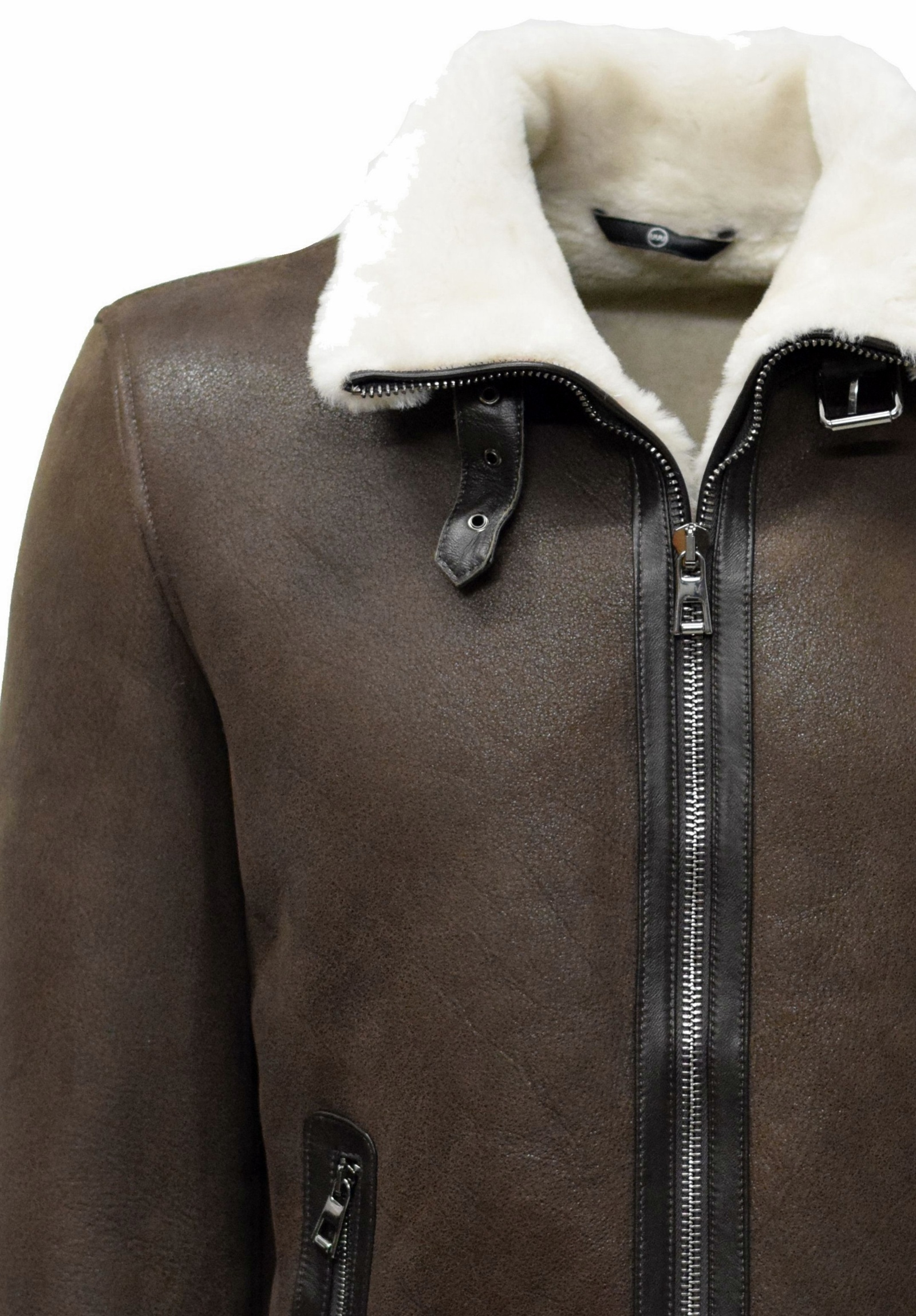 Herren Lammfelljacke Kylian in Marrone Braun