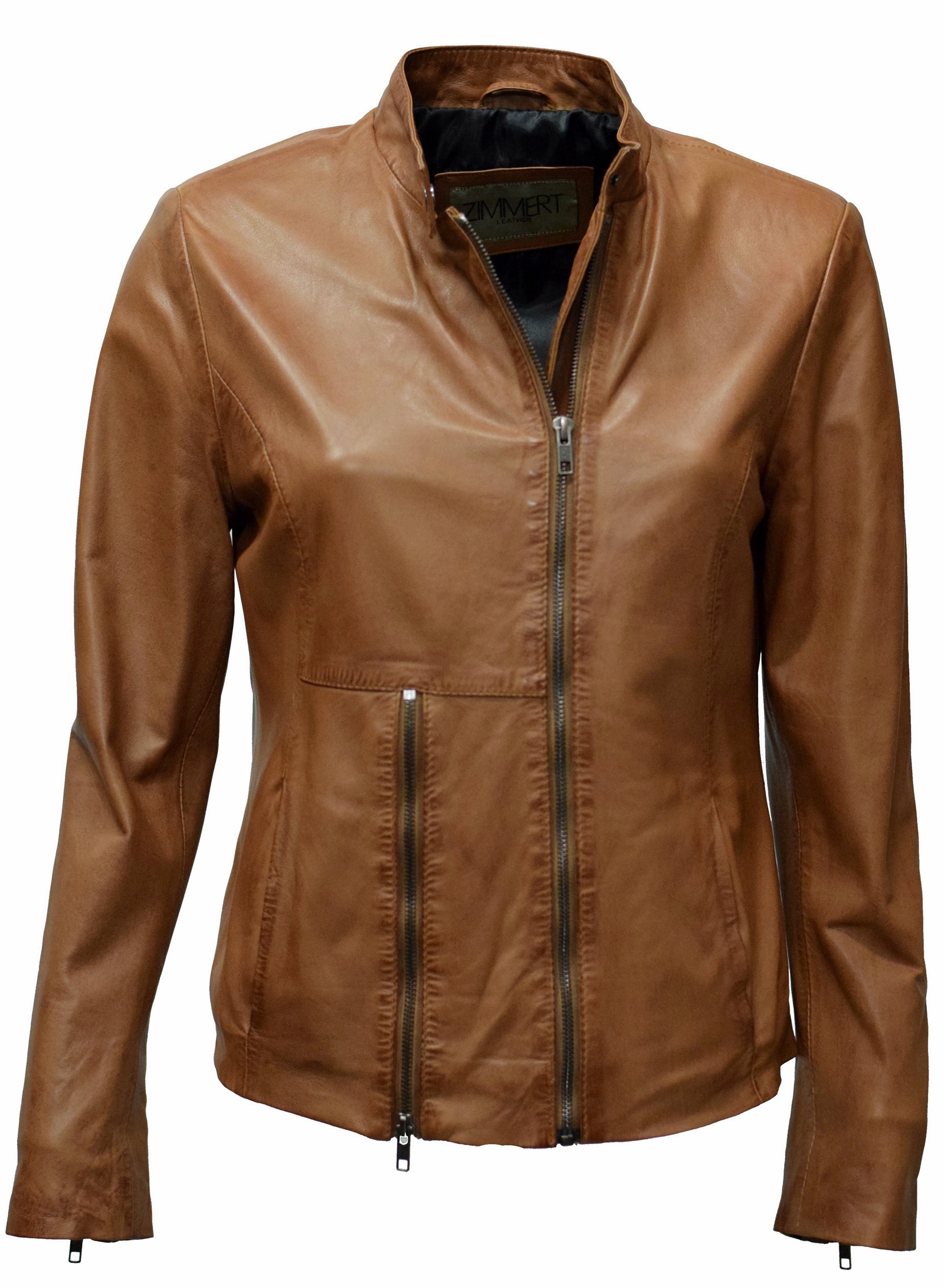 Damen Lederjacke Sofia in washed Cognac