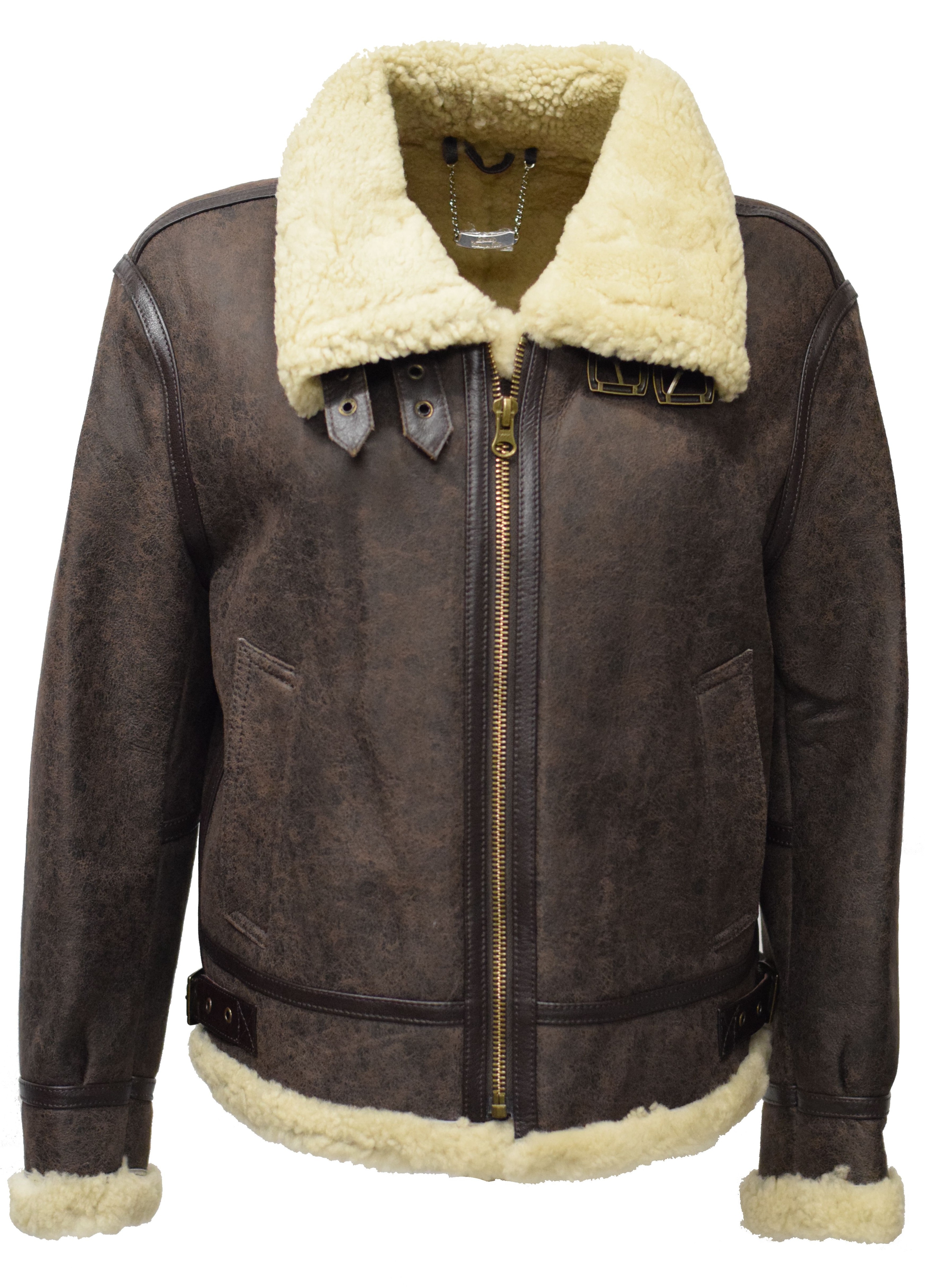 Damen Lederjacke Lammfelljacke Javote in antik Dunkelbraun